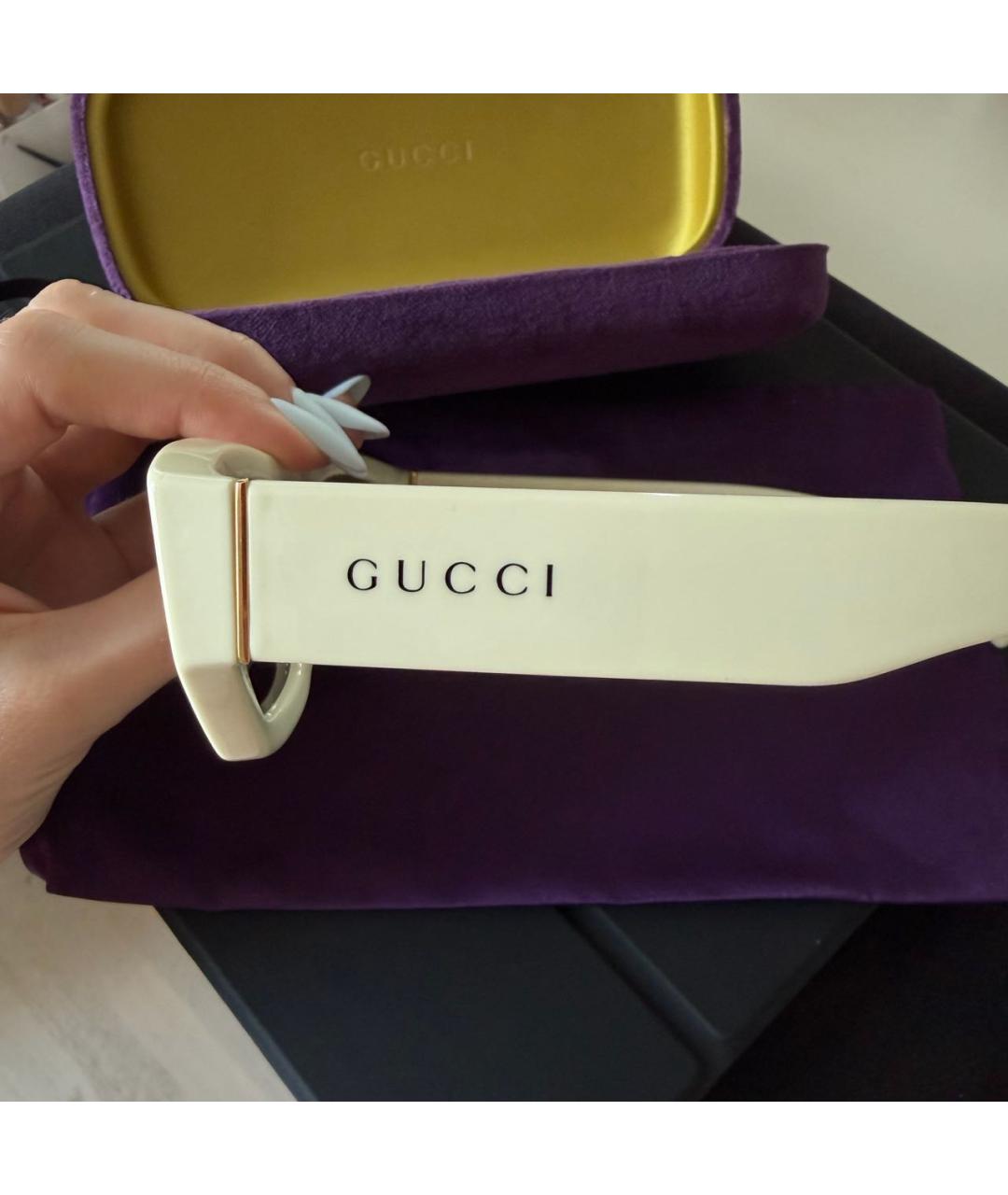 GUCCI Белые пластиковые солнцезащитные очки, фото 3