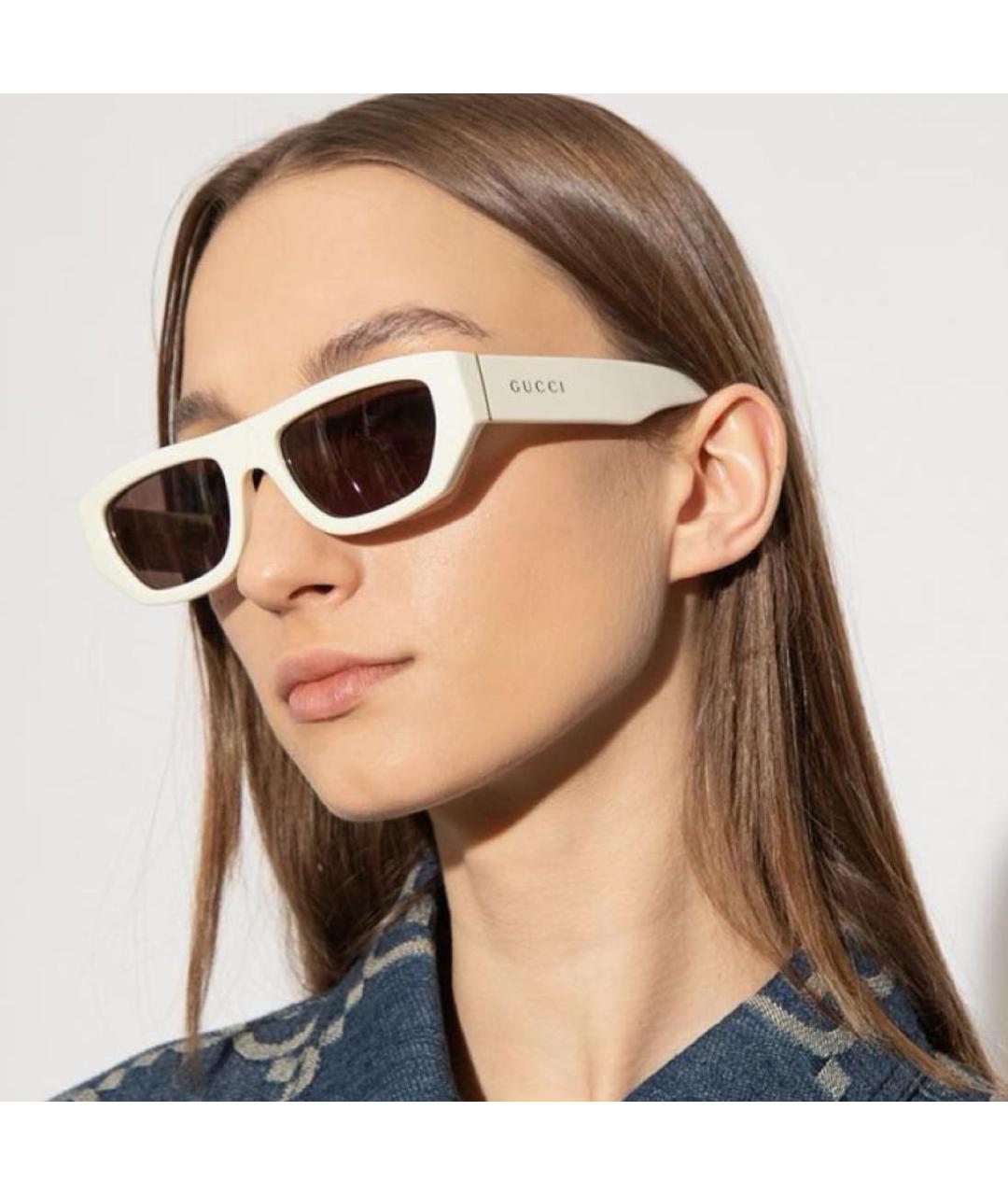 GUCCI Белые пластиковые солнцезащитные очки, фото 5