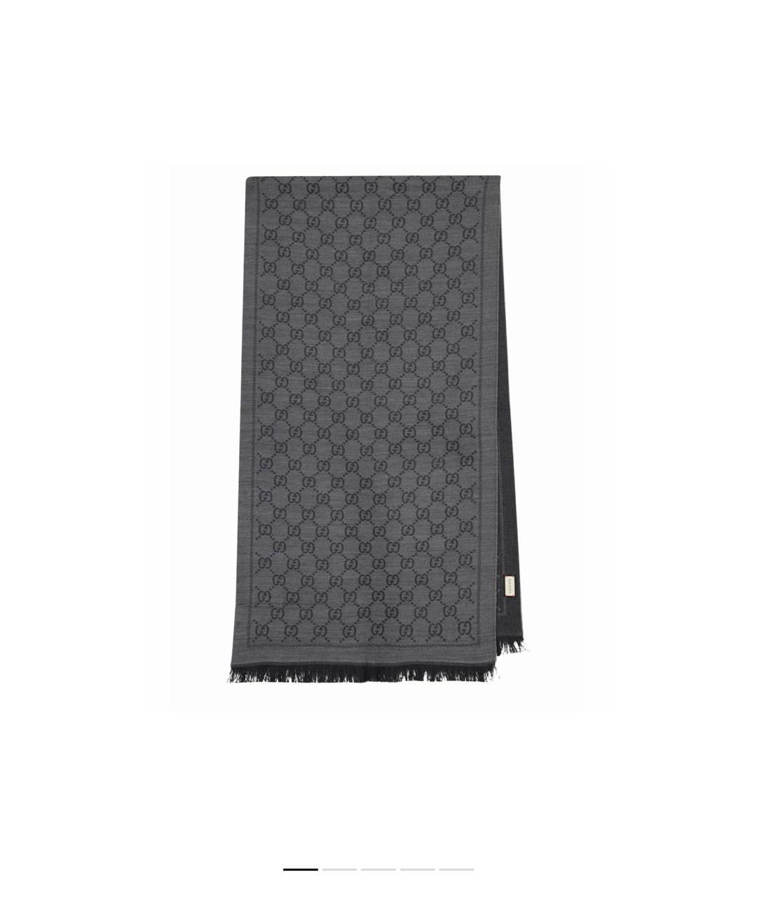 GUCCI Черный шерстяной шарф, фото 1