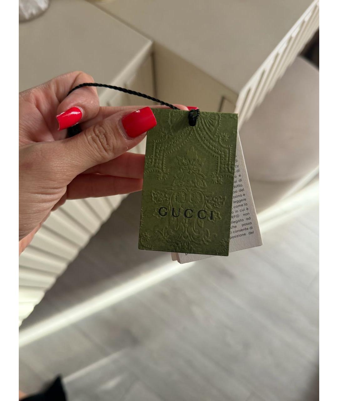 GUCCI Черный шерстяной шарф, фото 6