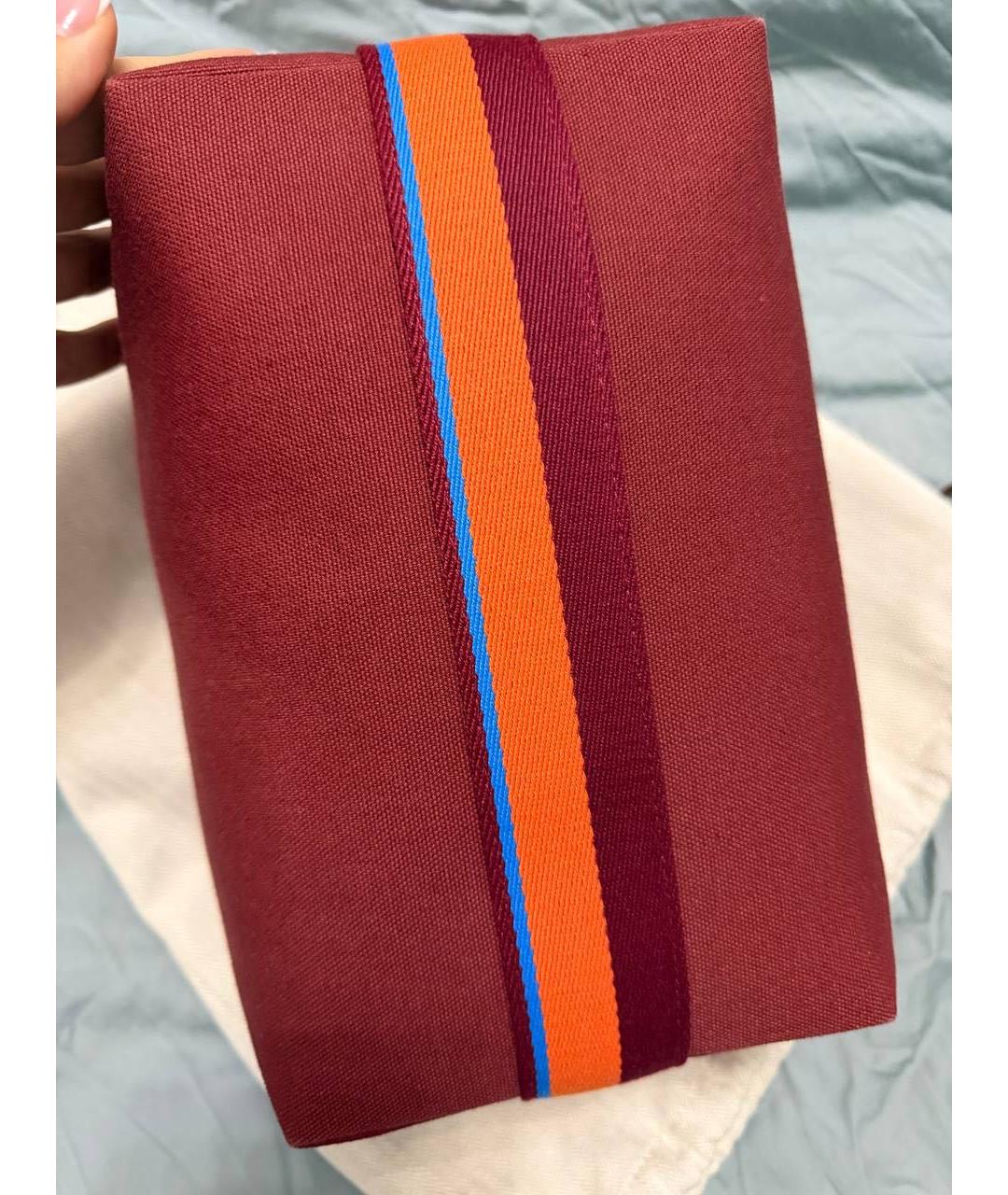 HERMES Бордовая тканевая косметичка, фото 3
