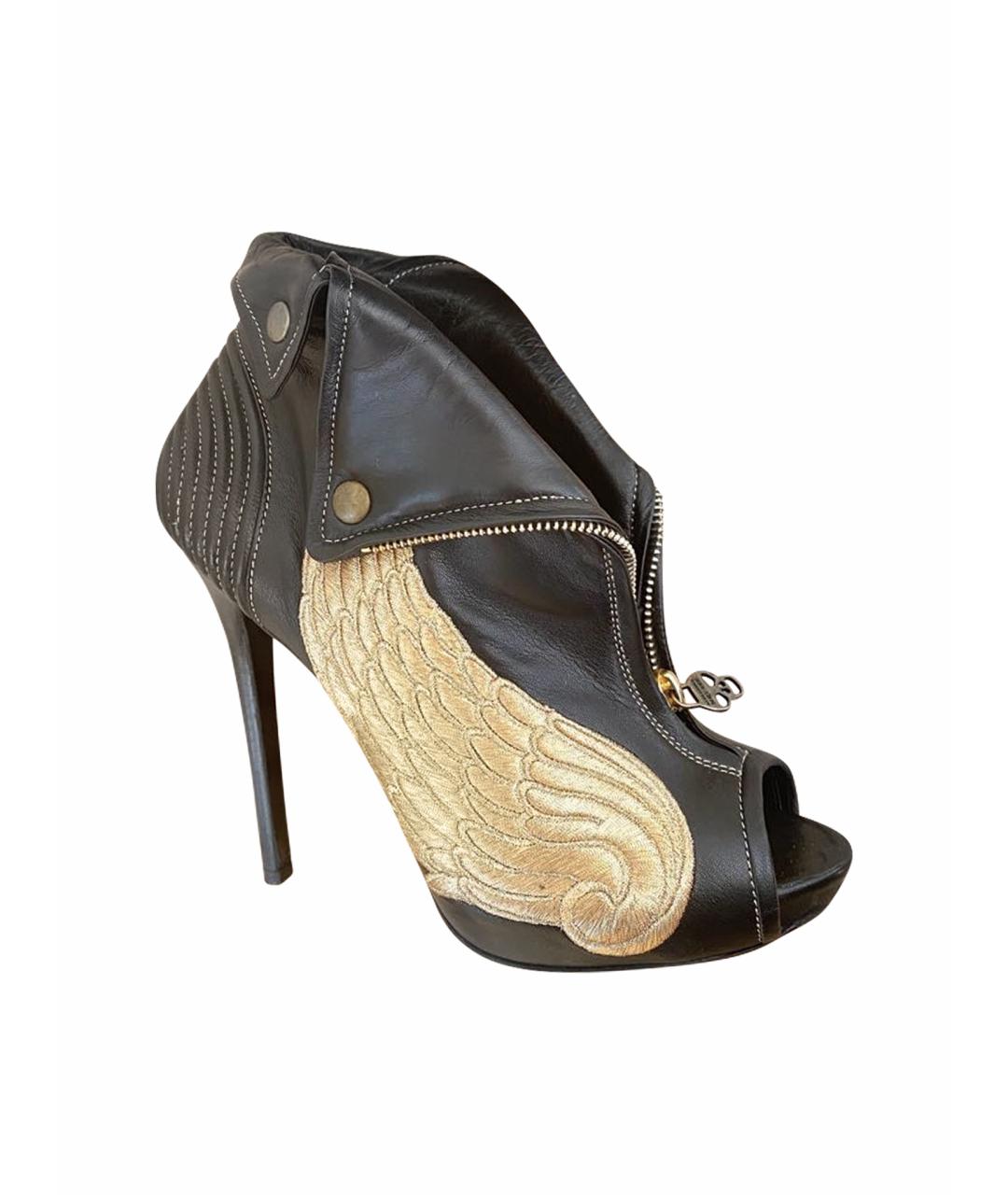 ALEXANDER MCQUEEN Черные кожаные ботинки, фото 1