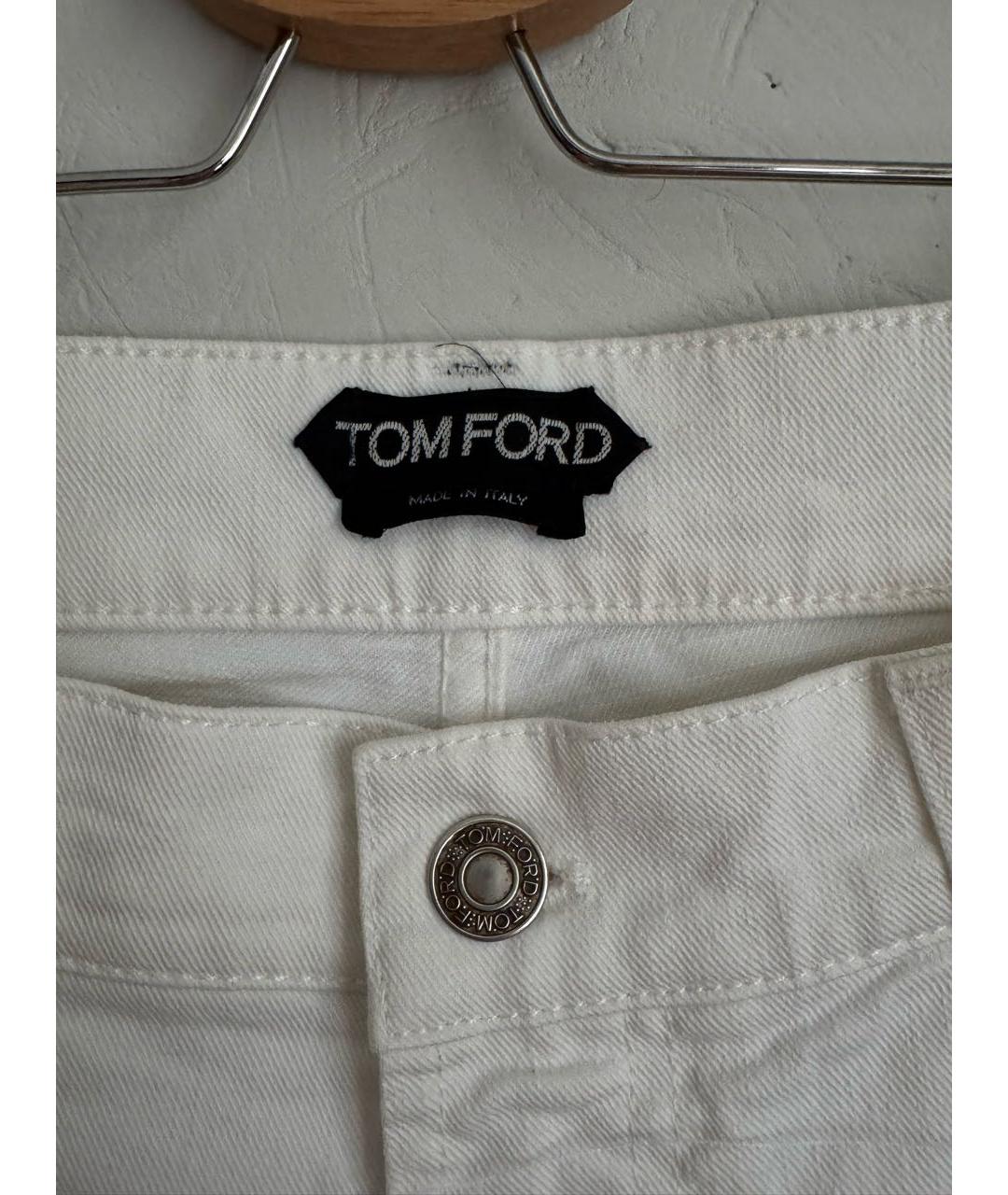 TOM FORD Белые хлопко-эластановые джинсы слим, фото 3