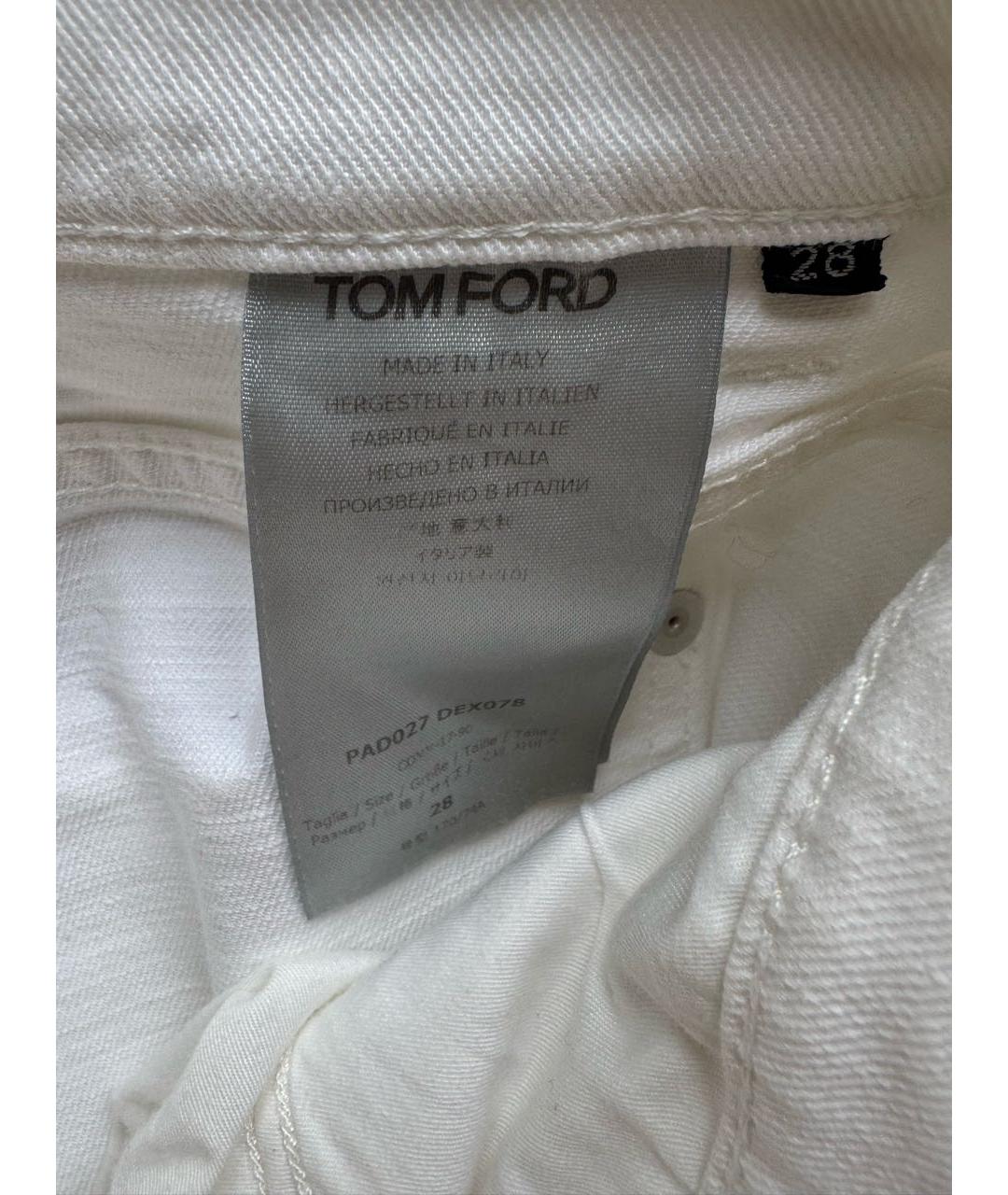 TOM FORD Белые хлопко-эластановые джинсы слим, фото 8