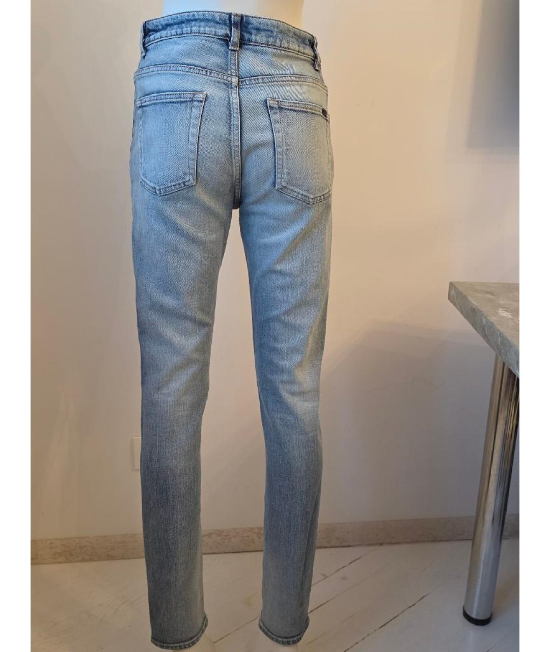 SAINT LAURENT Голубые хлопковые джинсы слим, фото 2