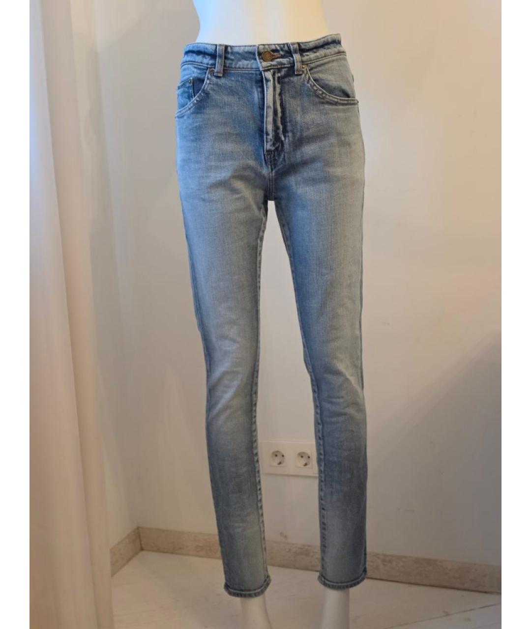 SAINT LAURENT Голубые хлопковые джинсы слим, фото 6