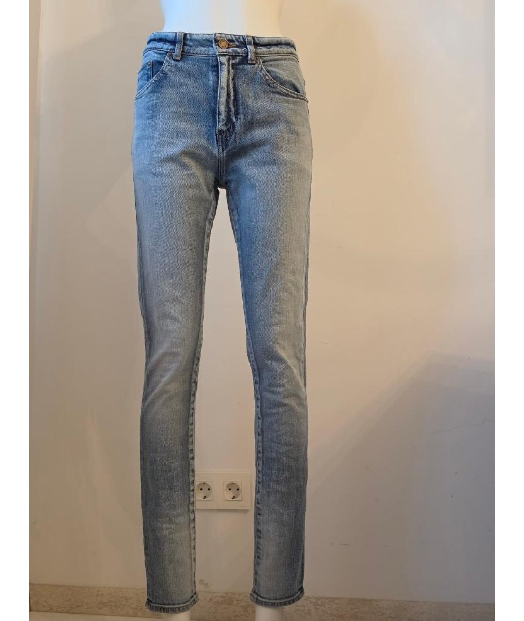 SAINT LAURENT Голубые хлопковые джинсы слим, фото 9