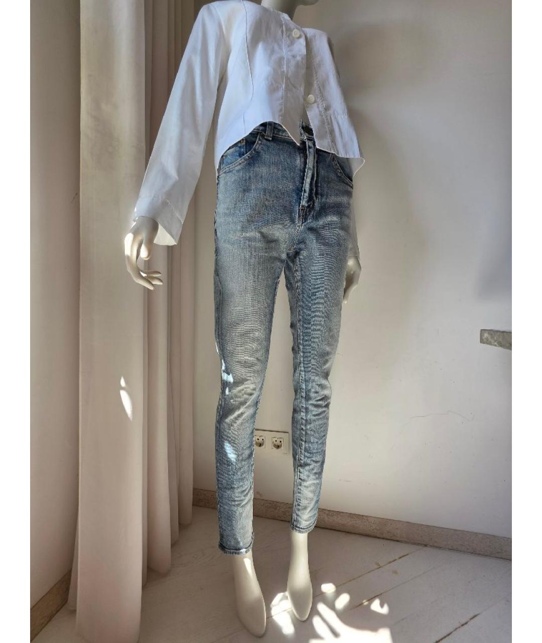 SAINT LAURENT Голубые хлопковые джинсы слим, фото 6