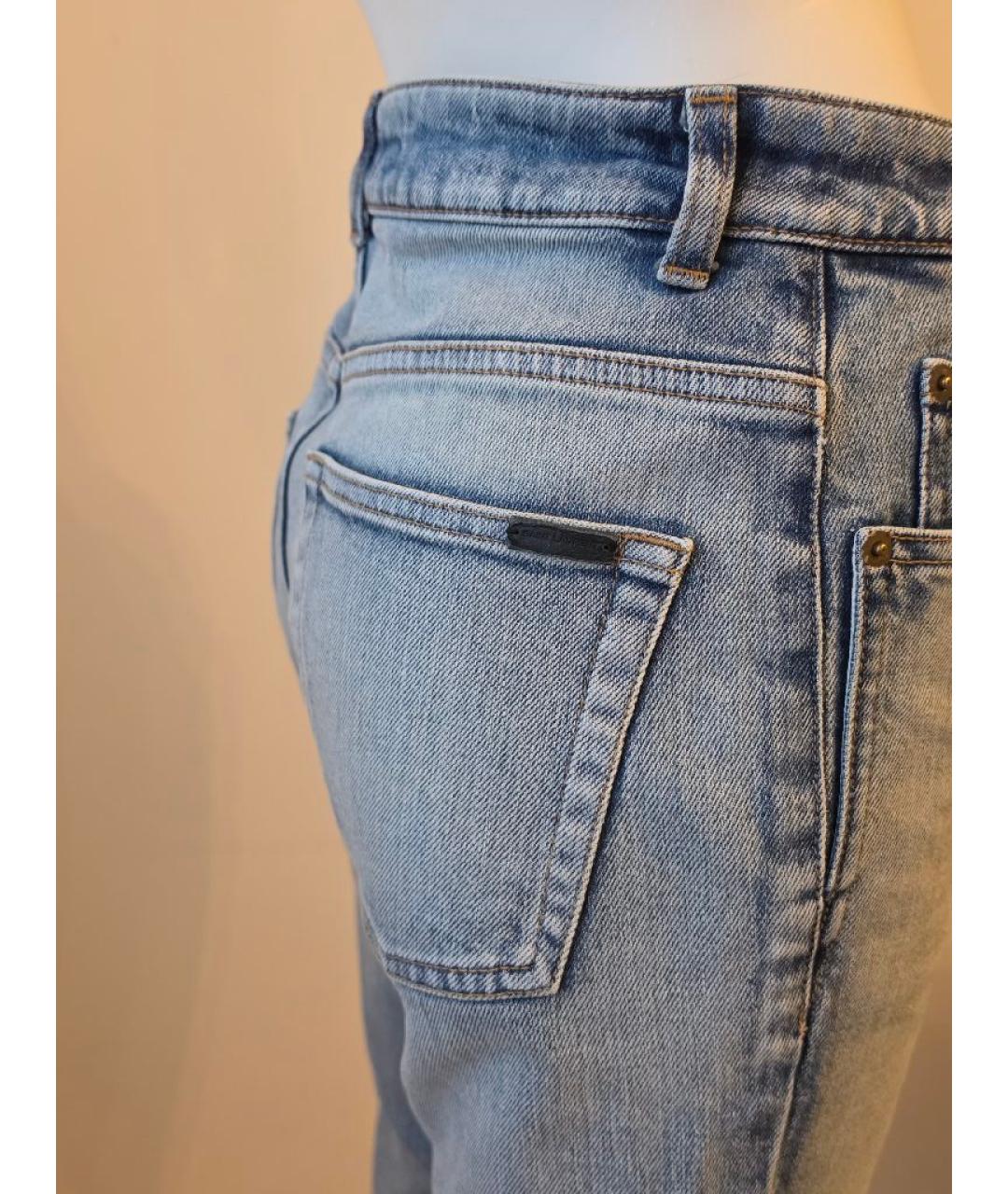SAINT LAURENT Голубые хлопковые джинсы слим, фото 4