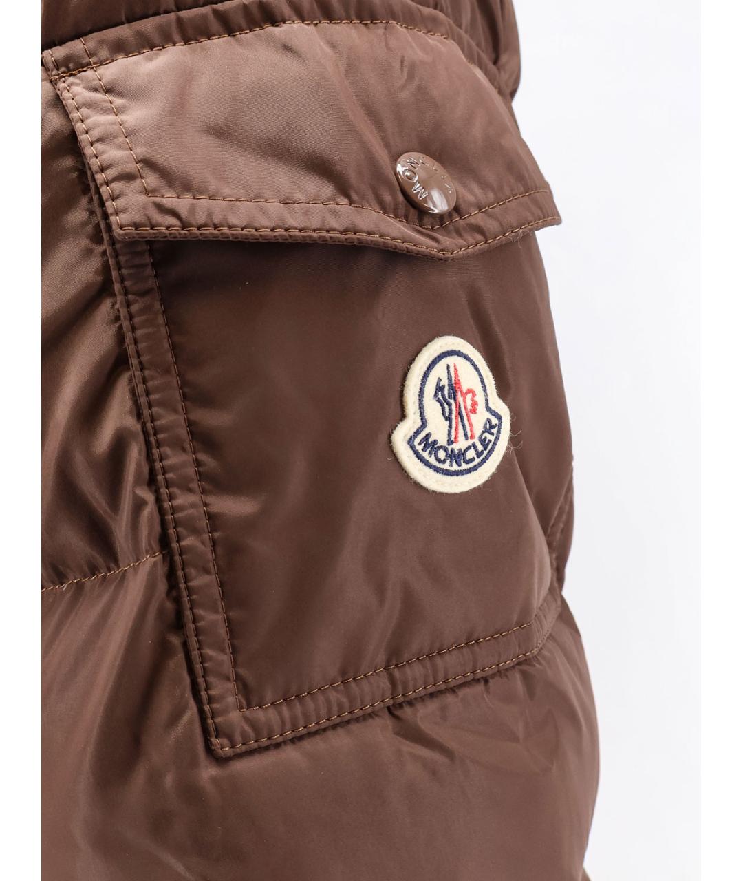 MONCLER Коричневый полиамидовый пуховик, фото 3