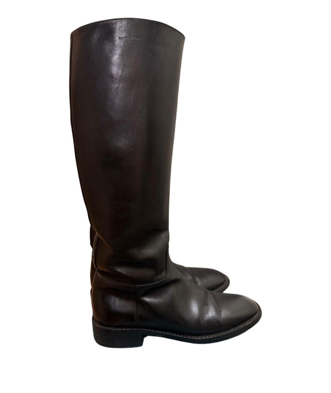 SAINT LAURENT Черные кожаные сапоги, фото 1