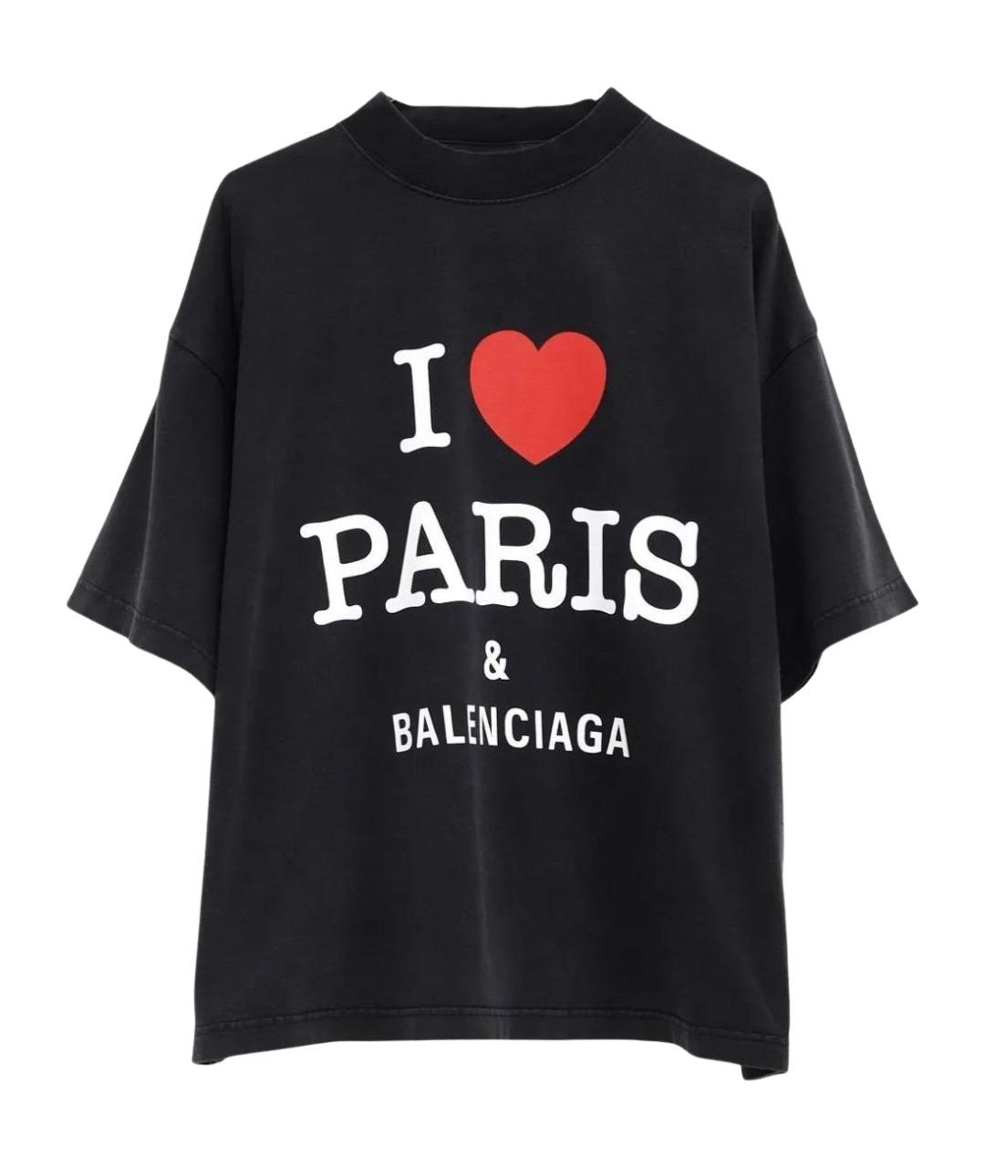 BALENCIAGA Черная хлопковая футболка, фото 1