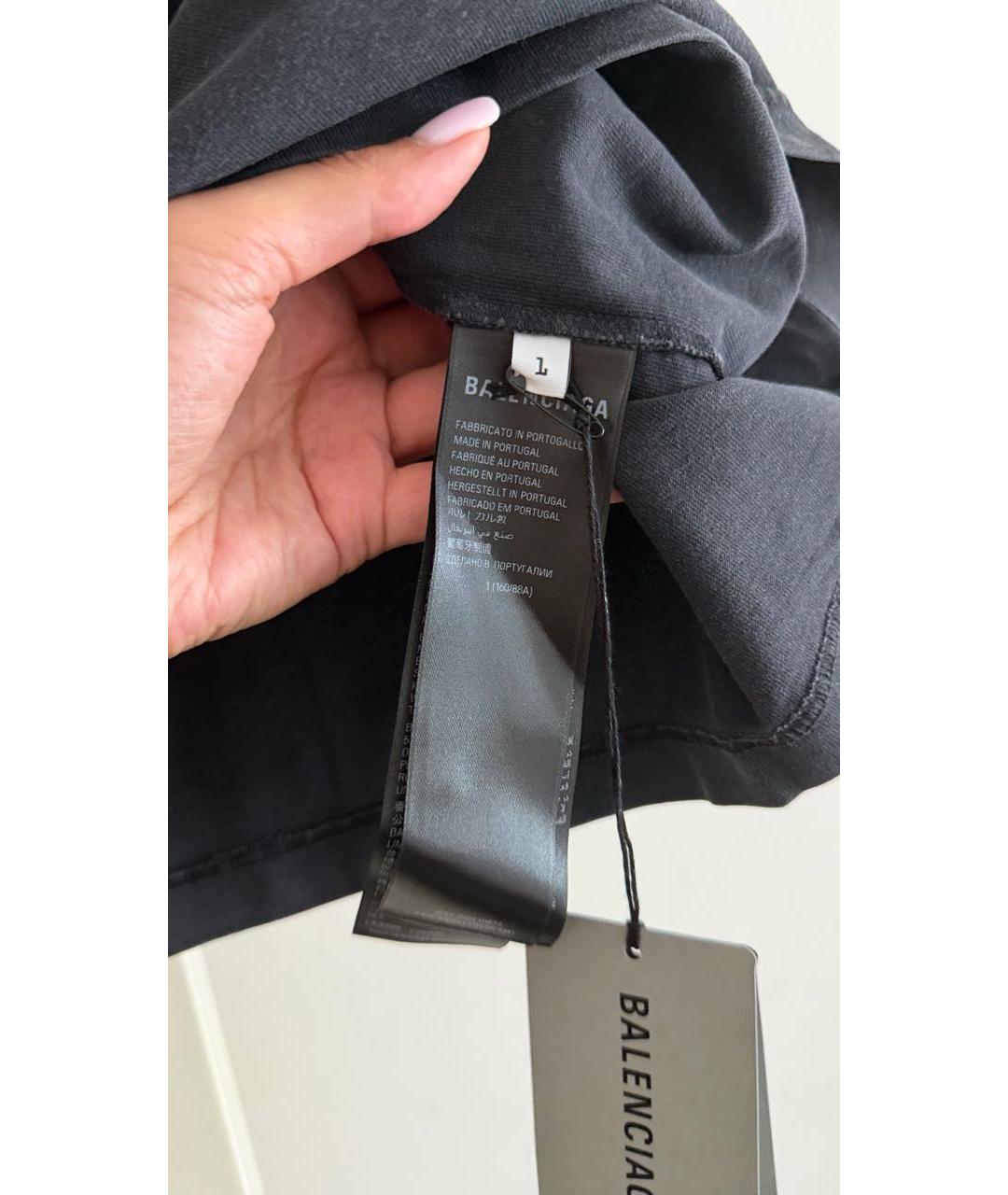BALENCIAGA Черная хлопковая футболка, фото 4