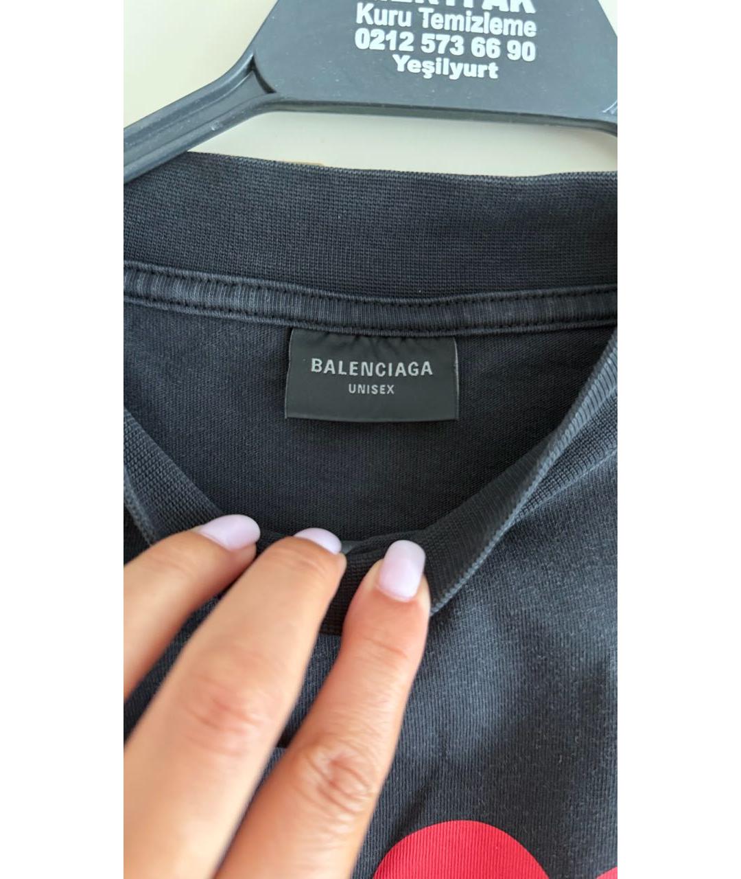 BALENCIAGA Черная хлопковая футболка, фото 5