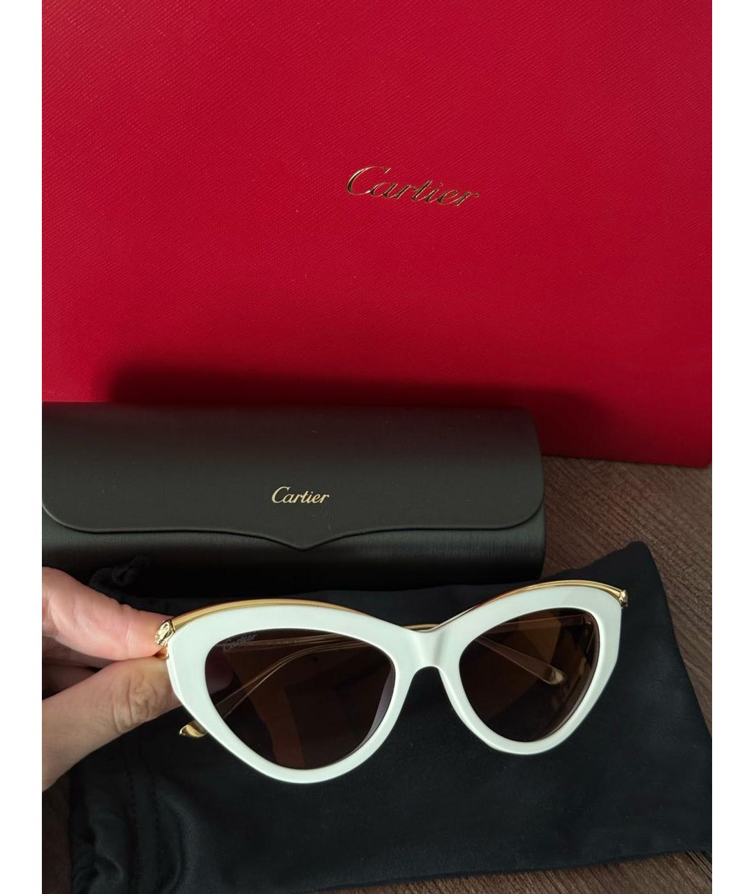 CARTIER Белые пластиковые солнцезащитные очки, фото 4
