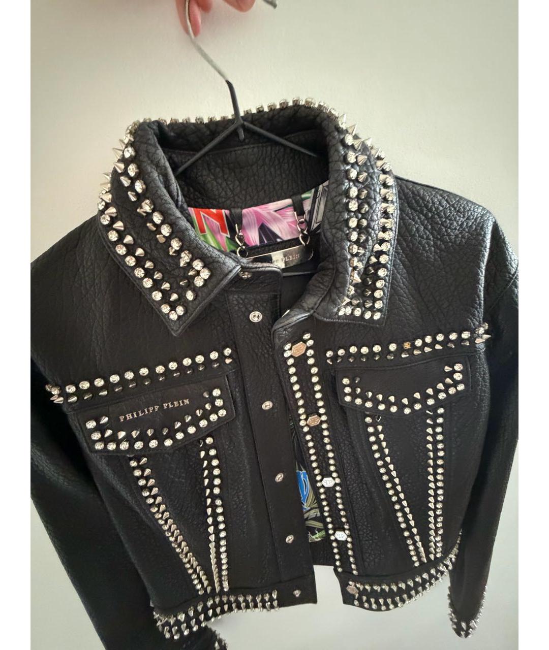 PHILIPP PLEIN Черная кожаная куртка, фото 4