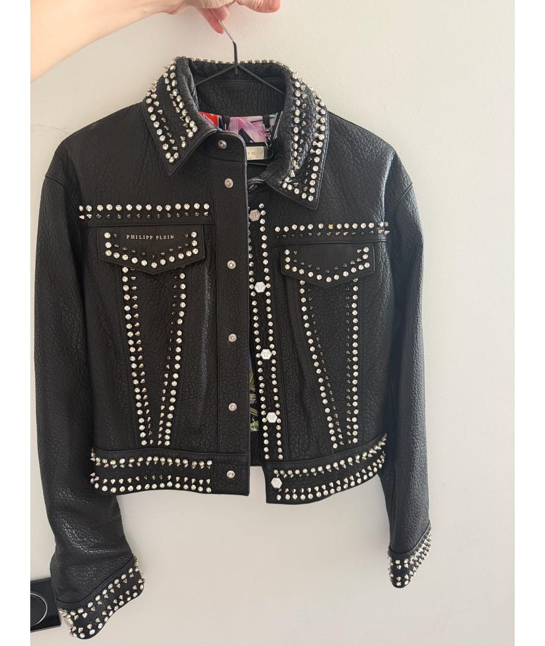 PHILIPP PLEIN Черная кожаная куртка, фото 9