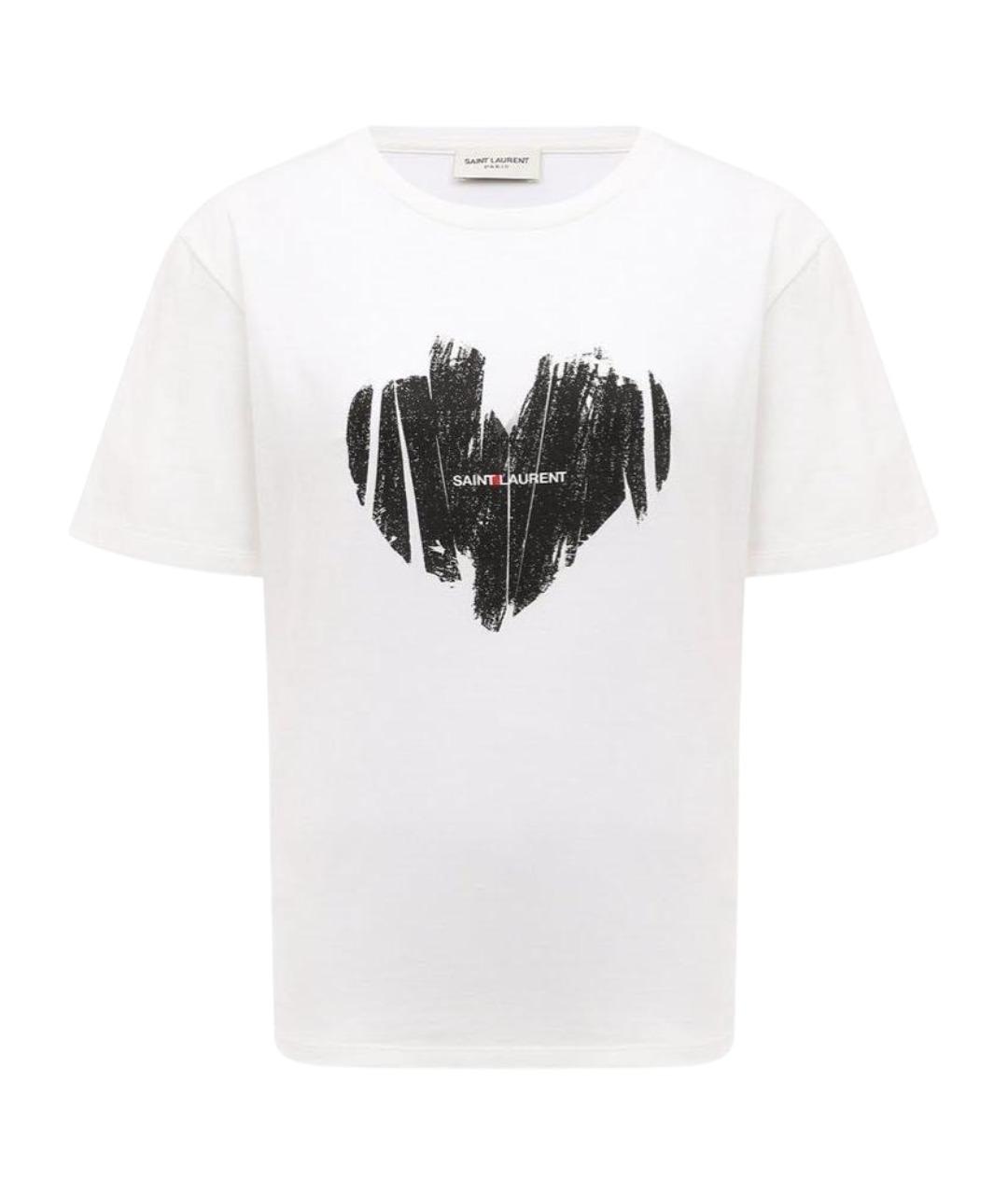 SAINT LAURENT Белая хлопковая футболка, фото 1
