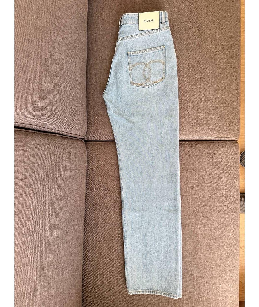 CHANEL Голубые хлопковые прямые джинсы, фото 3