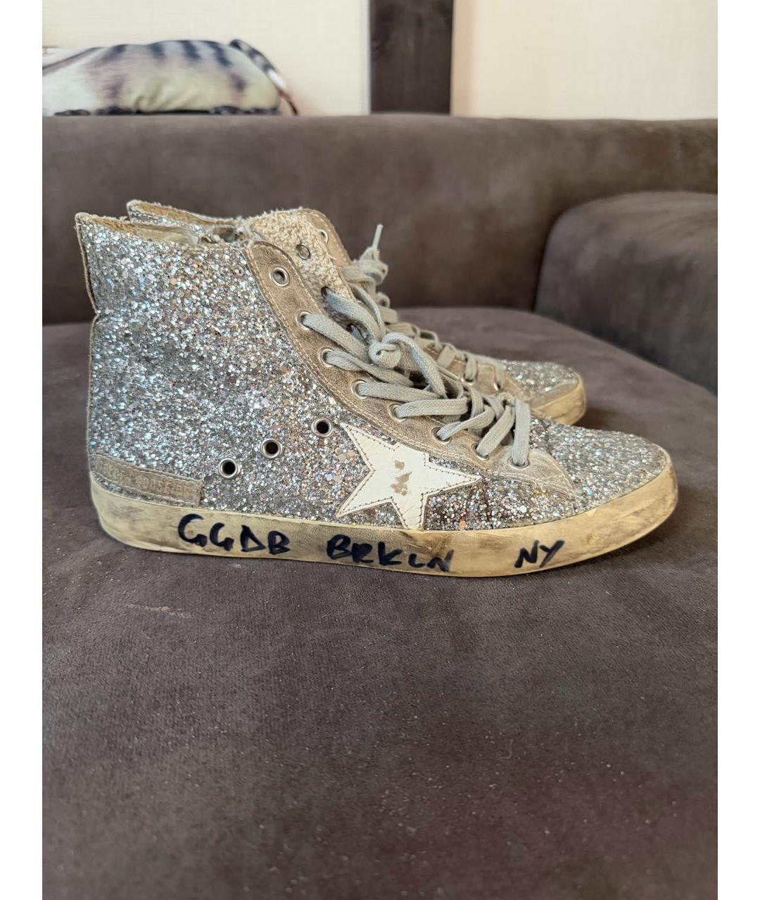 GOLDEN GOOSE Серебряные замшевые кеды, фото 5