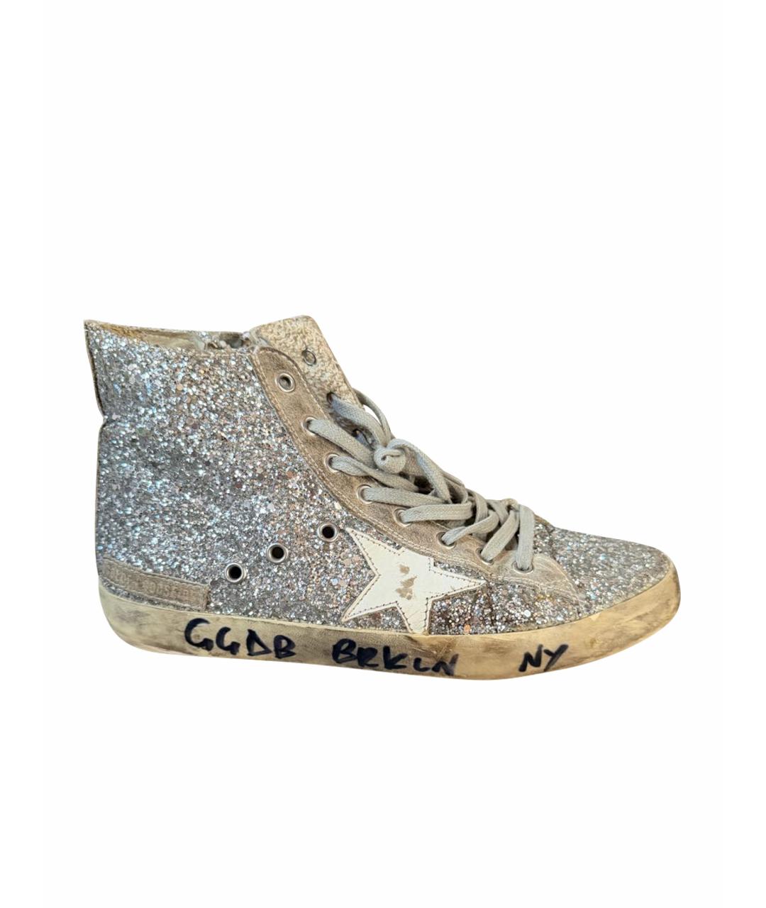 GOLDEN GOOSE Серебряные замшевые кеды, фото 1