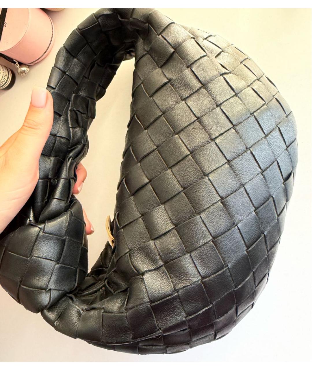 BOTTEGA VENETA Черная кожаная сумка с короткими ручками, фото 4
