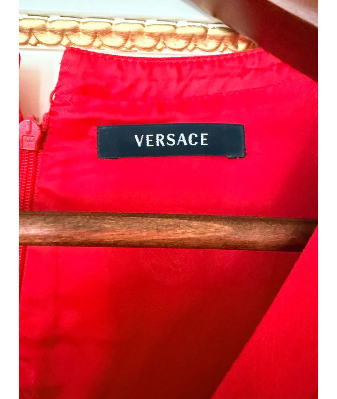 VERSACE Красное шерстяное повседневное платье, фото 4