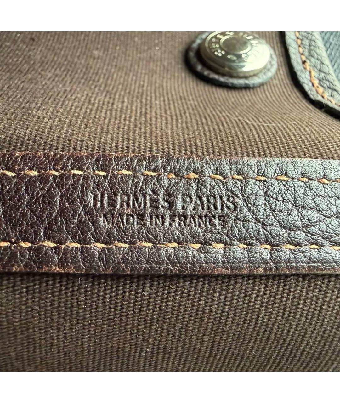 HERMES Коричневая тканевая сумка тоут, фото 9