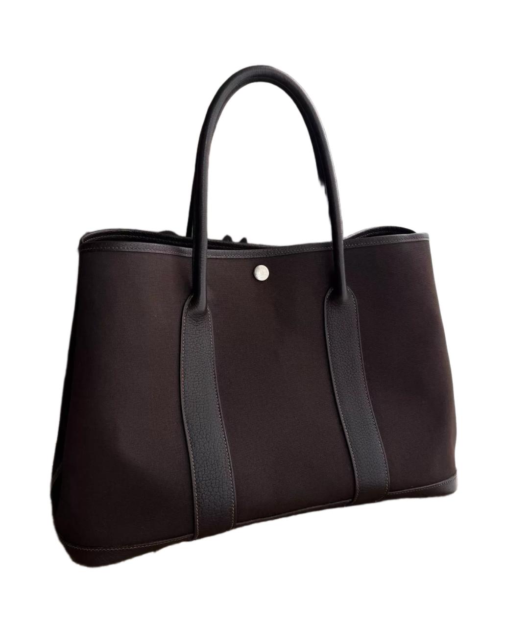 HERMES Коричневая тканевая сумка тоут, фото 3