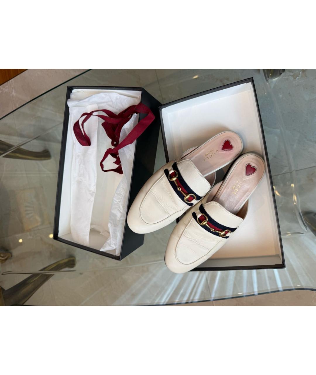 GUCCI Бежевые кожаные мюли, фото 6