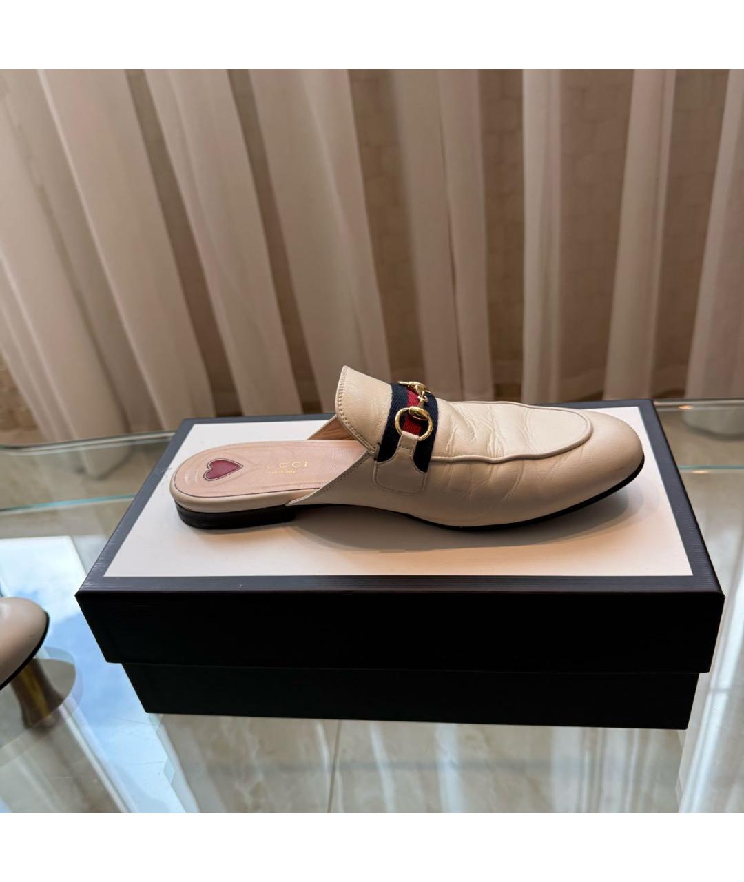 GUCCI Бежевые кожаные мюли, фото 7