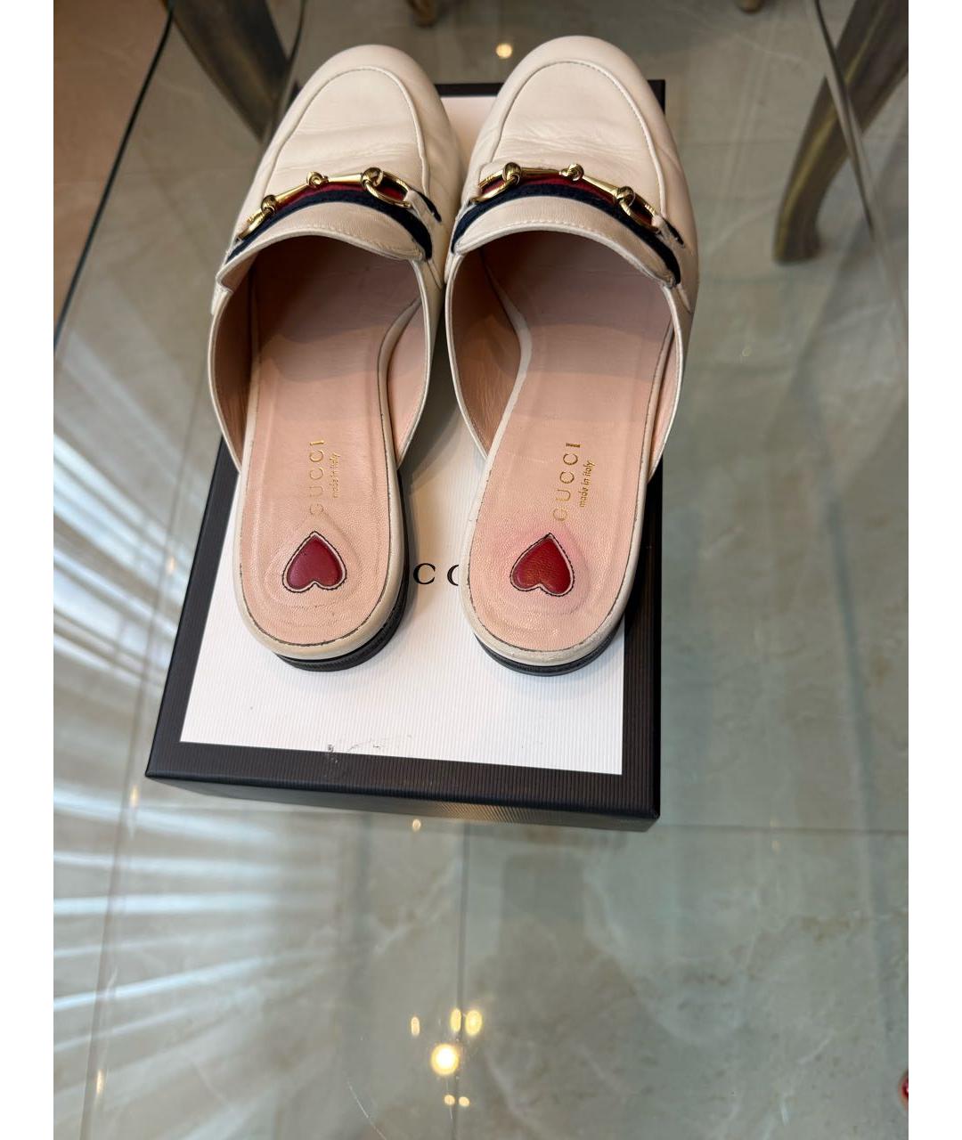 GUCCI Бежевые кожаные мюли, фото 4