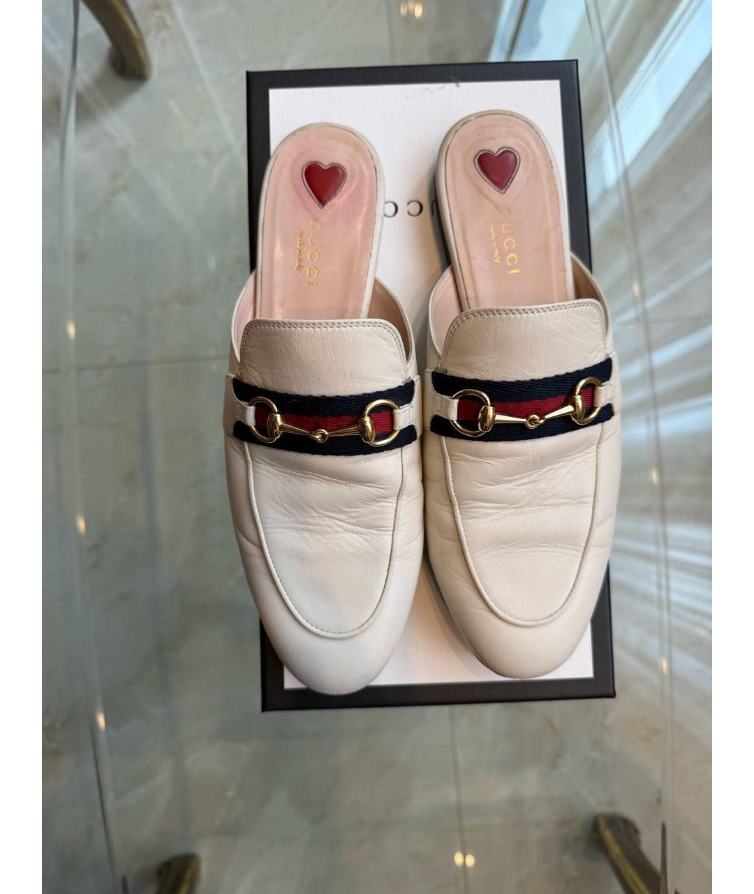 GUCCI Бежевые кожаные мюли, фото 3