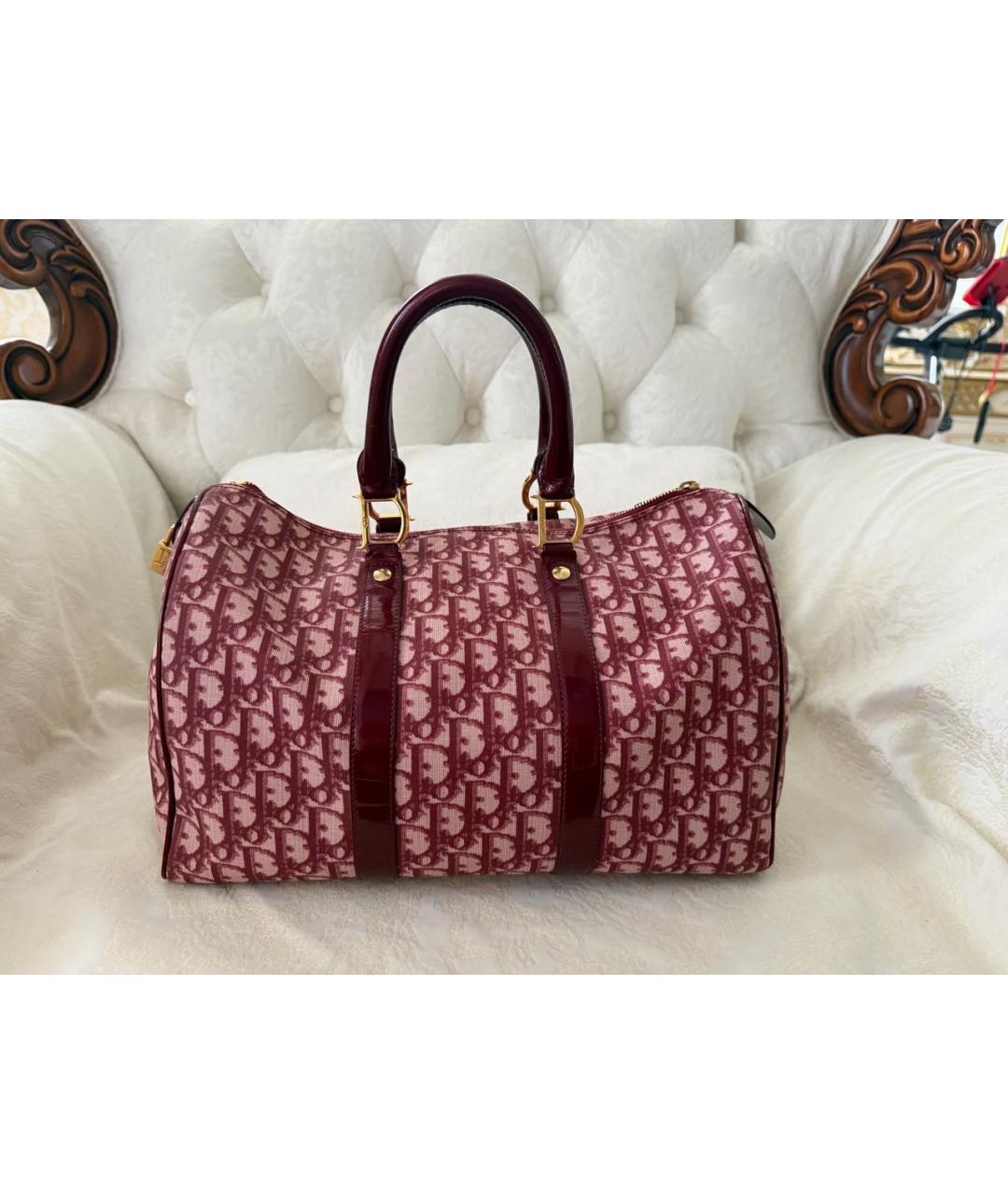CHRISTIAN DIOR Бордовая деним сумка с короткими ручками, фото 9