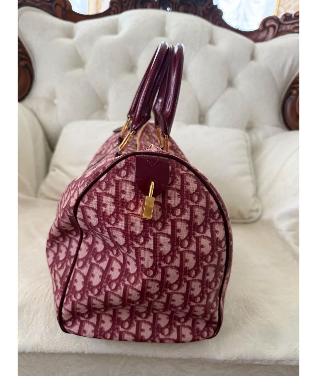 CHRISTIAN DIOR Бордовая деним сумка с короткими ручками, фото 3