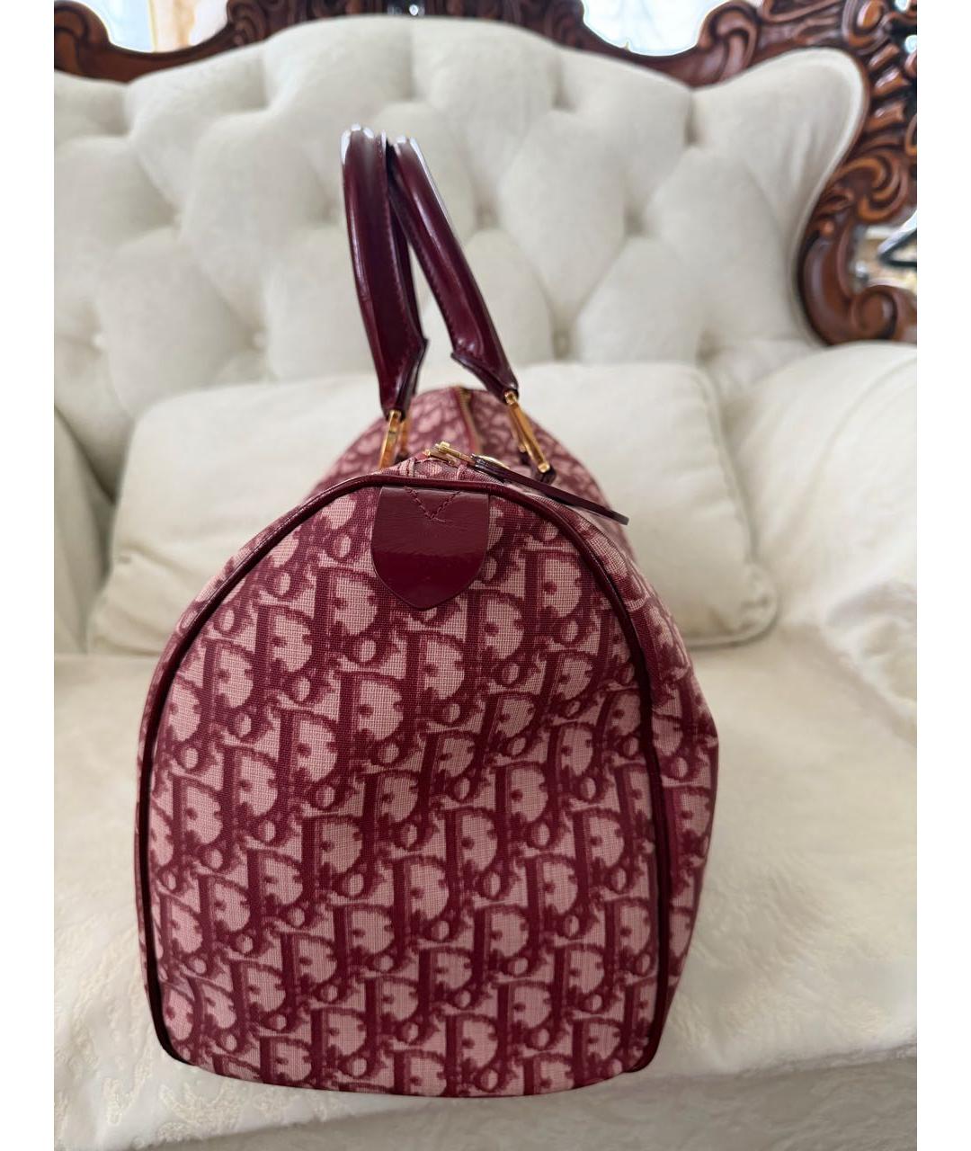 CHRISTIAN DIOR Бордовая деним сумка с короткими ручками, фото 4