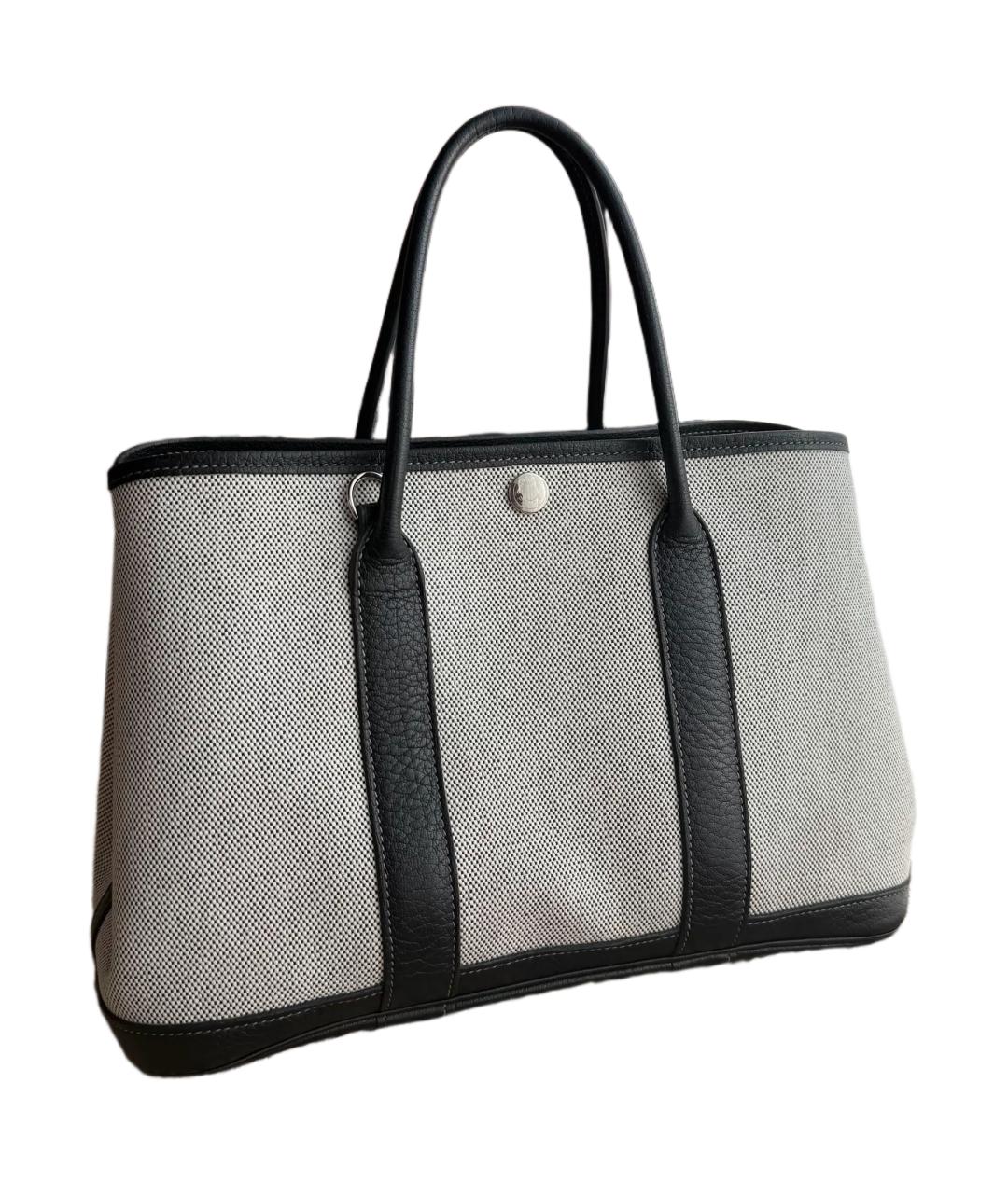 HERMES Серая тканевая сумка тоут, фото 3