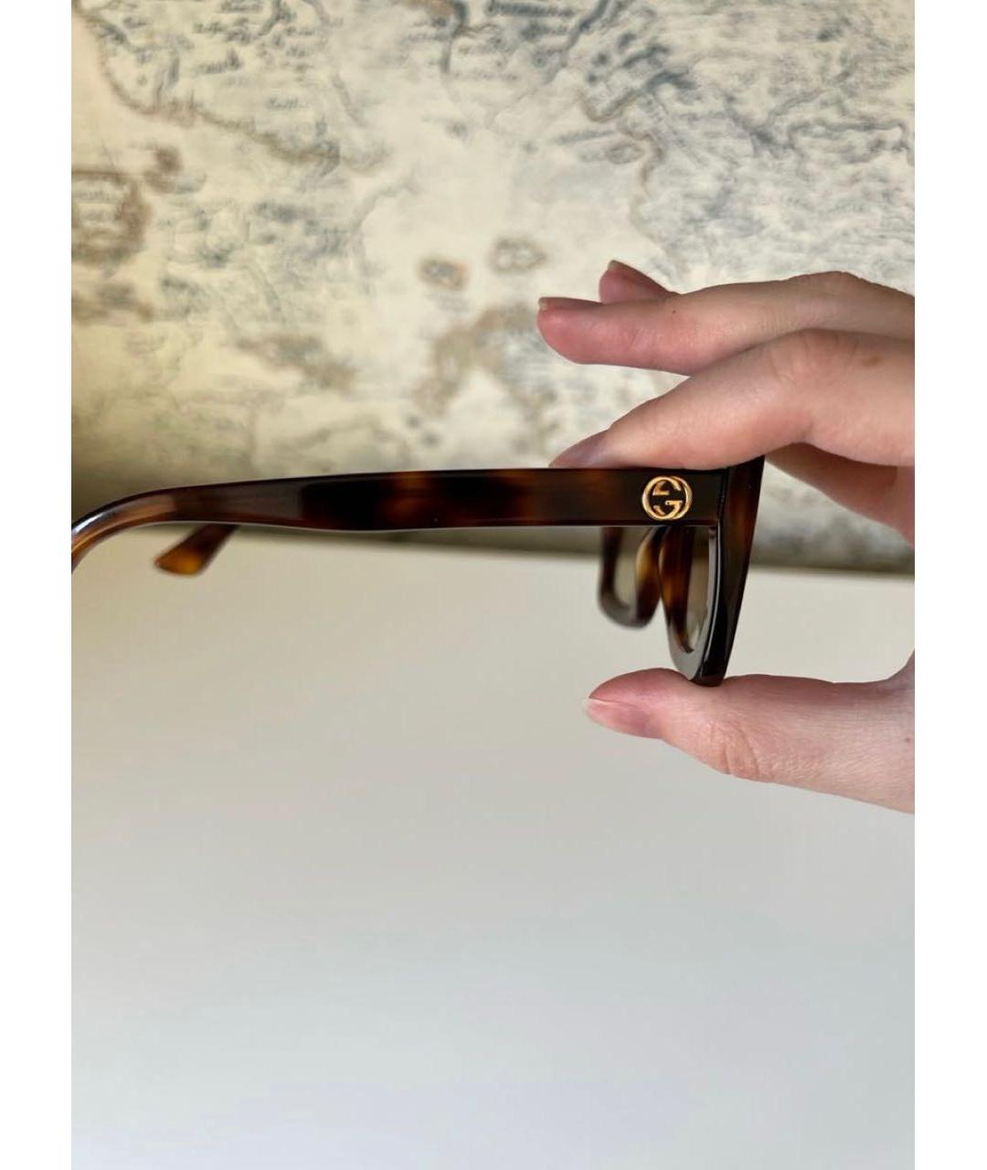GUCCI Коричневые пластиковые солнцезащитные очки, фото 3