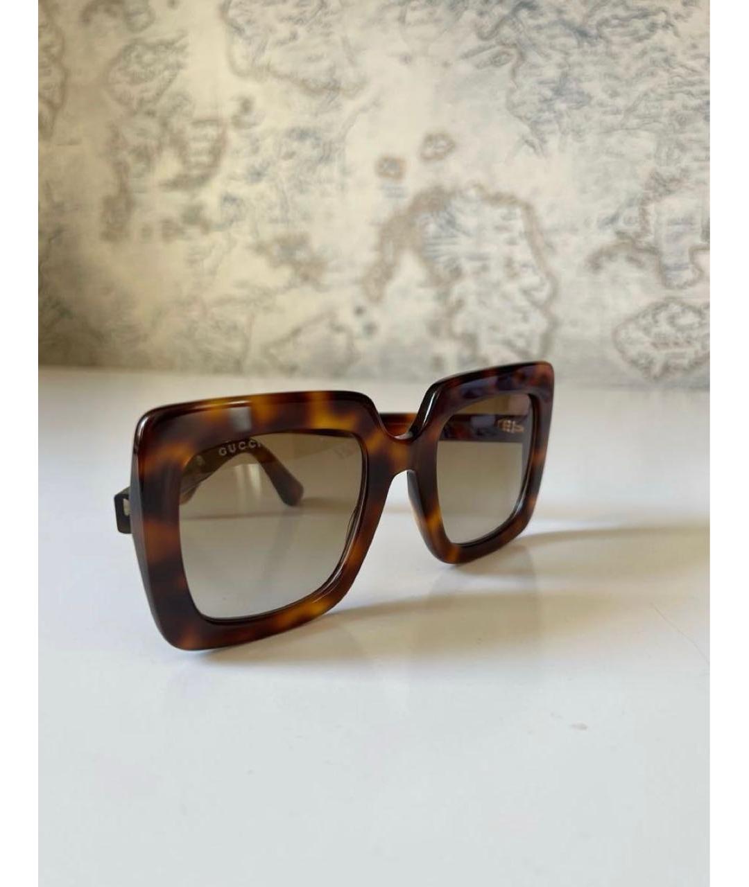GUCCI Коричневые пластиковые солнцезащитные очки, фото 2