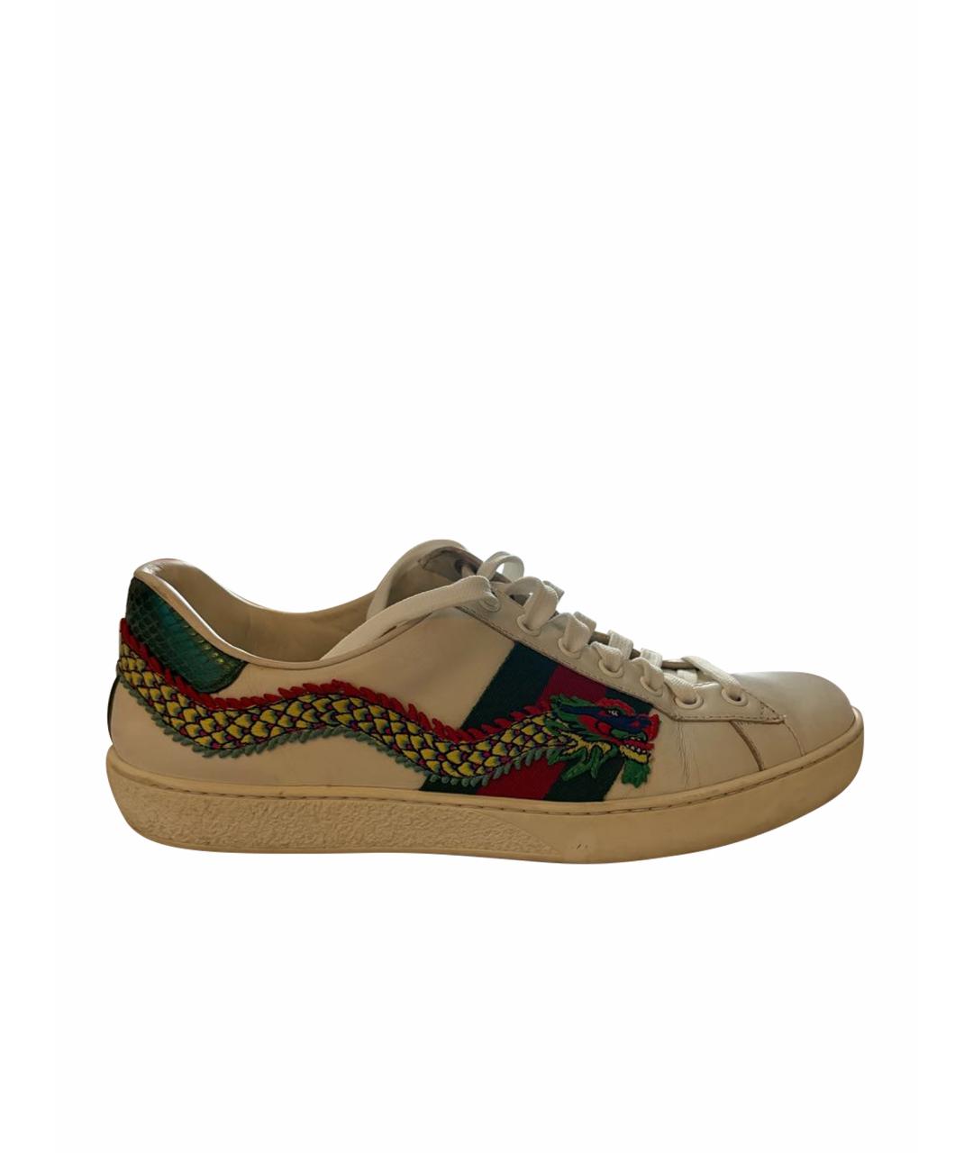 GUCCI Белые кожаные низкие кроссовки / кеды, фото 1