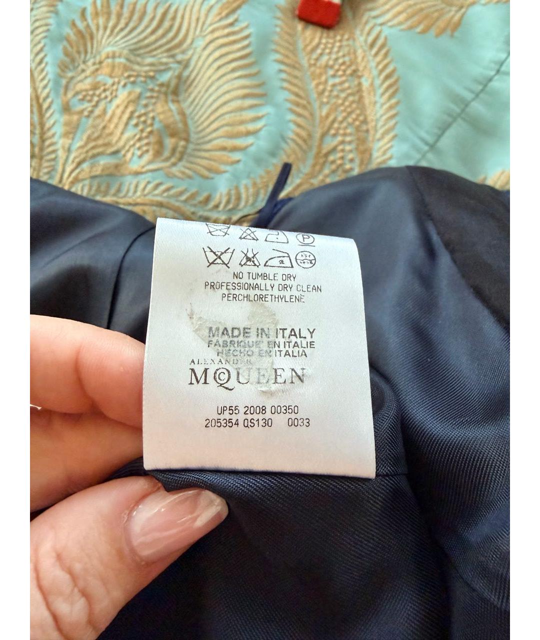 ALEXANDER MCQUEEN Темно-синее вискозное коктейльное платье, фото 7