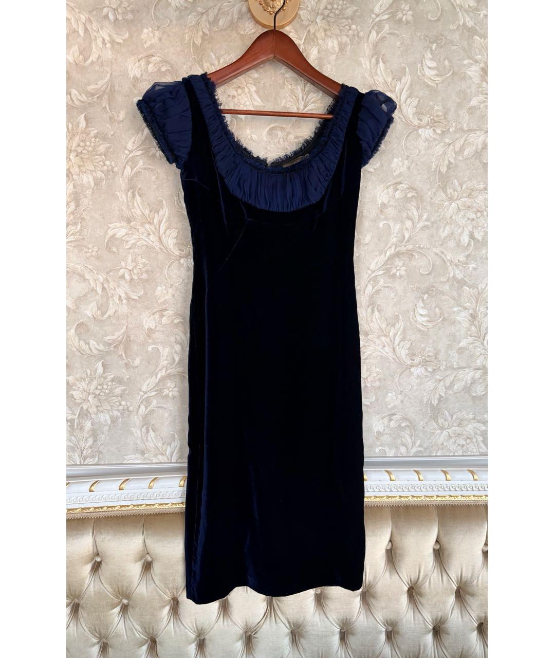 ALEXANDER MCQUEEN Темно-синее вискозное коктейльное платье, фото 9
