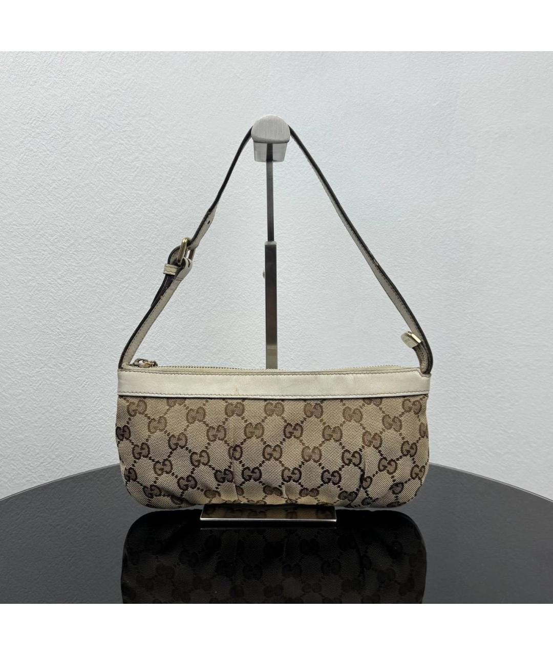 GUCCI Белая жаккардовая сумка с короткими ручками, фото 2