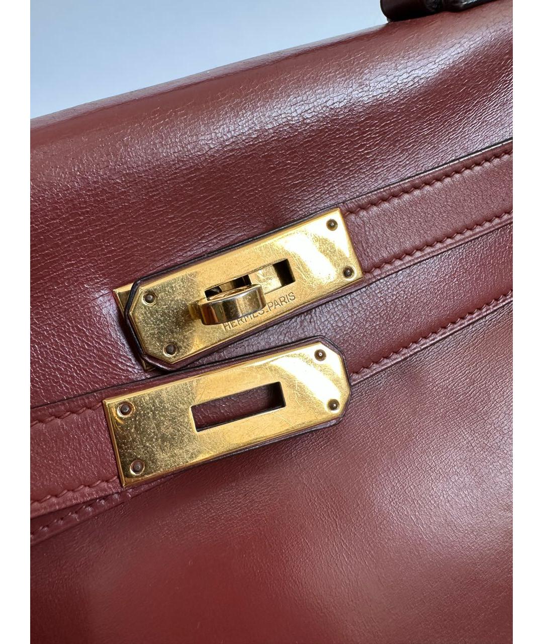 HERMES Бордовая кожаная сумка через плечо, фото 5
