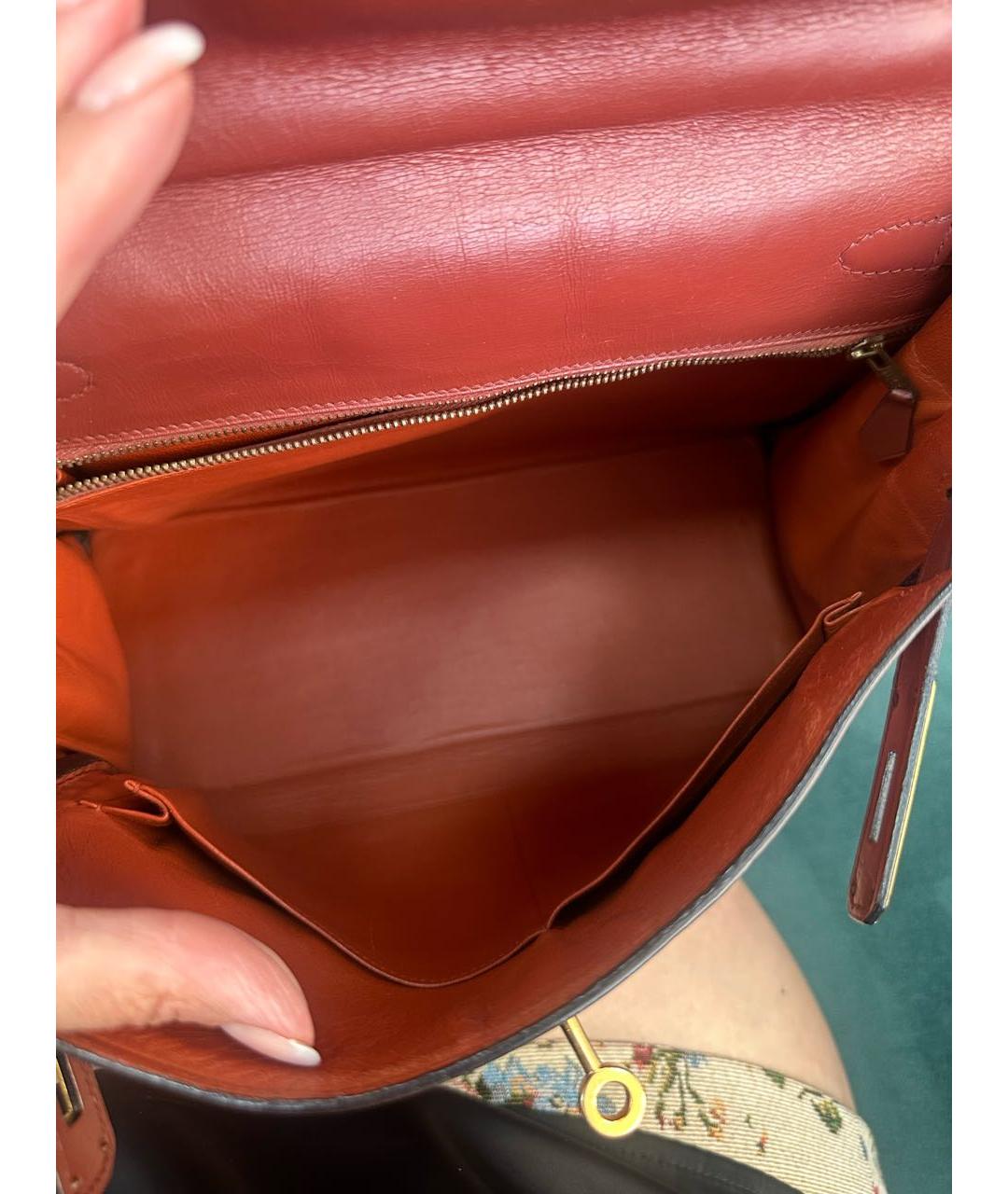 HERMES Бордовая кожаная сумка через плечо, фото 4