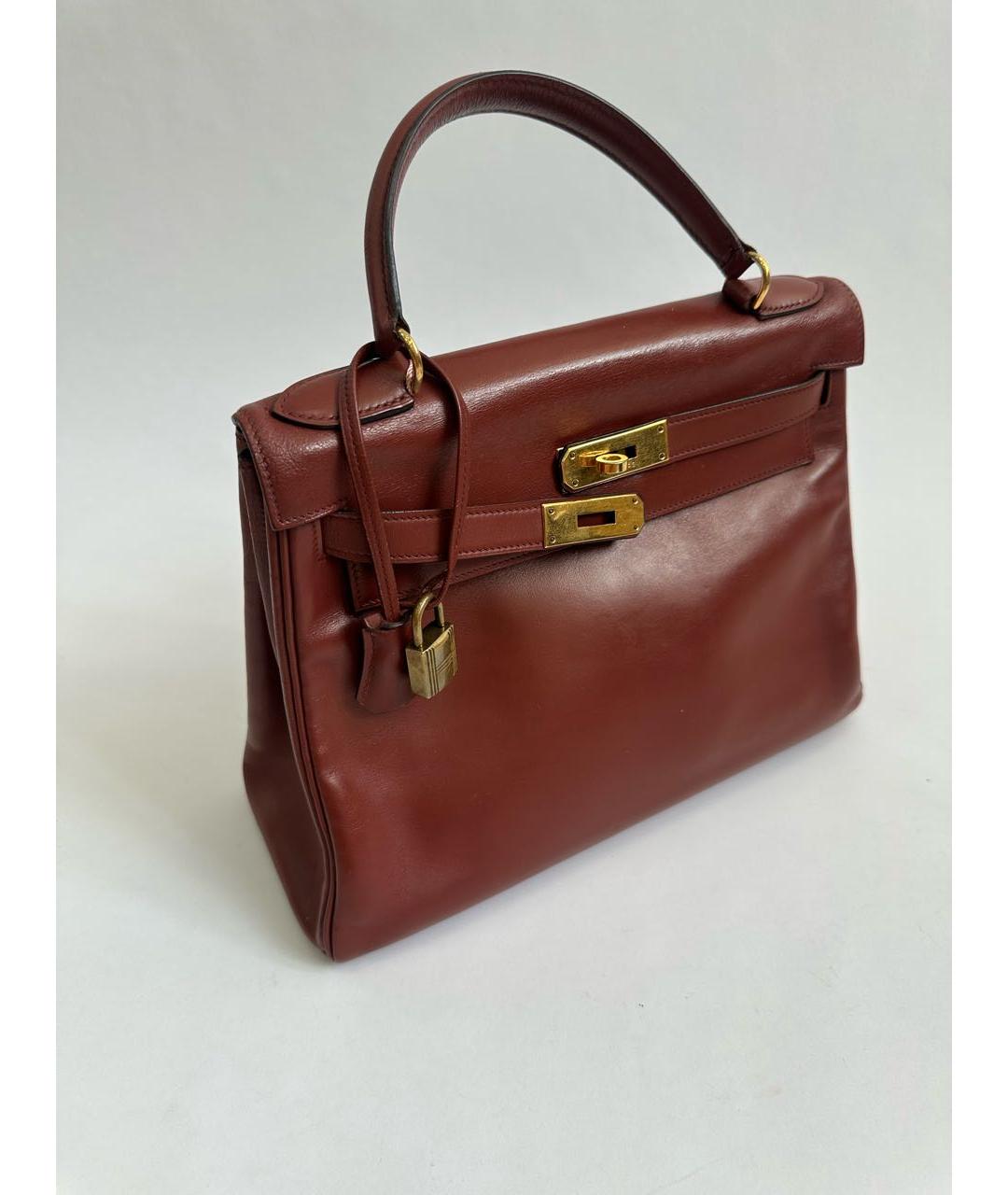 HERMES Бордовая кожаная сумка через плечо, фото 2