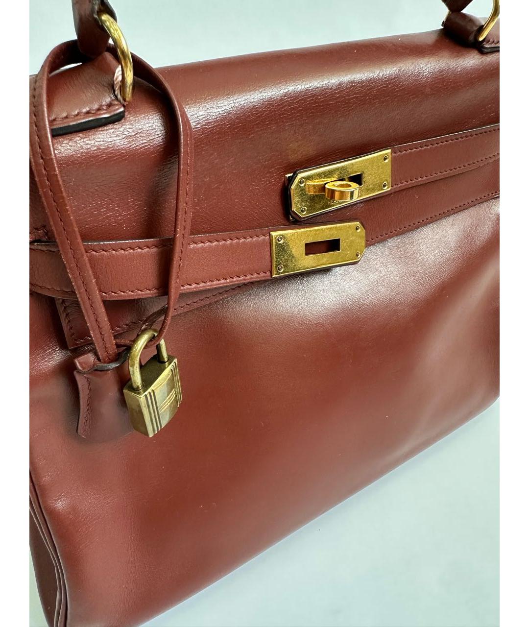 HERMES Бордовая кожаная сумка через плечо, фото 7