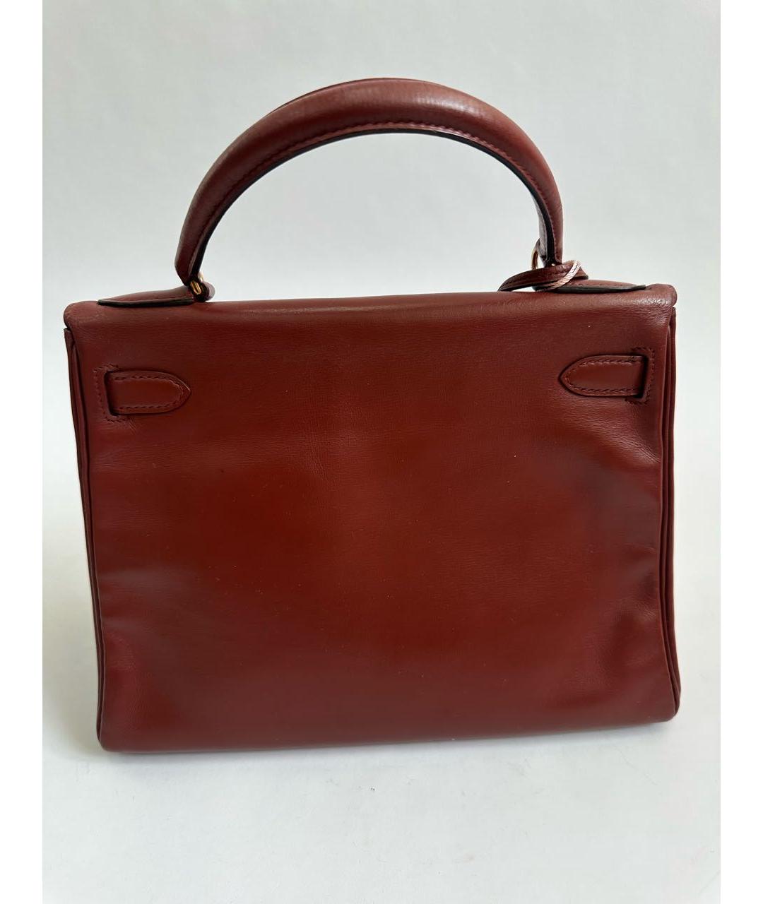 HERMES Бордовая кожаная сумка через плечо, фото 3