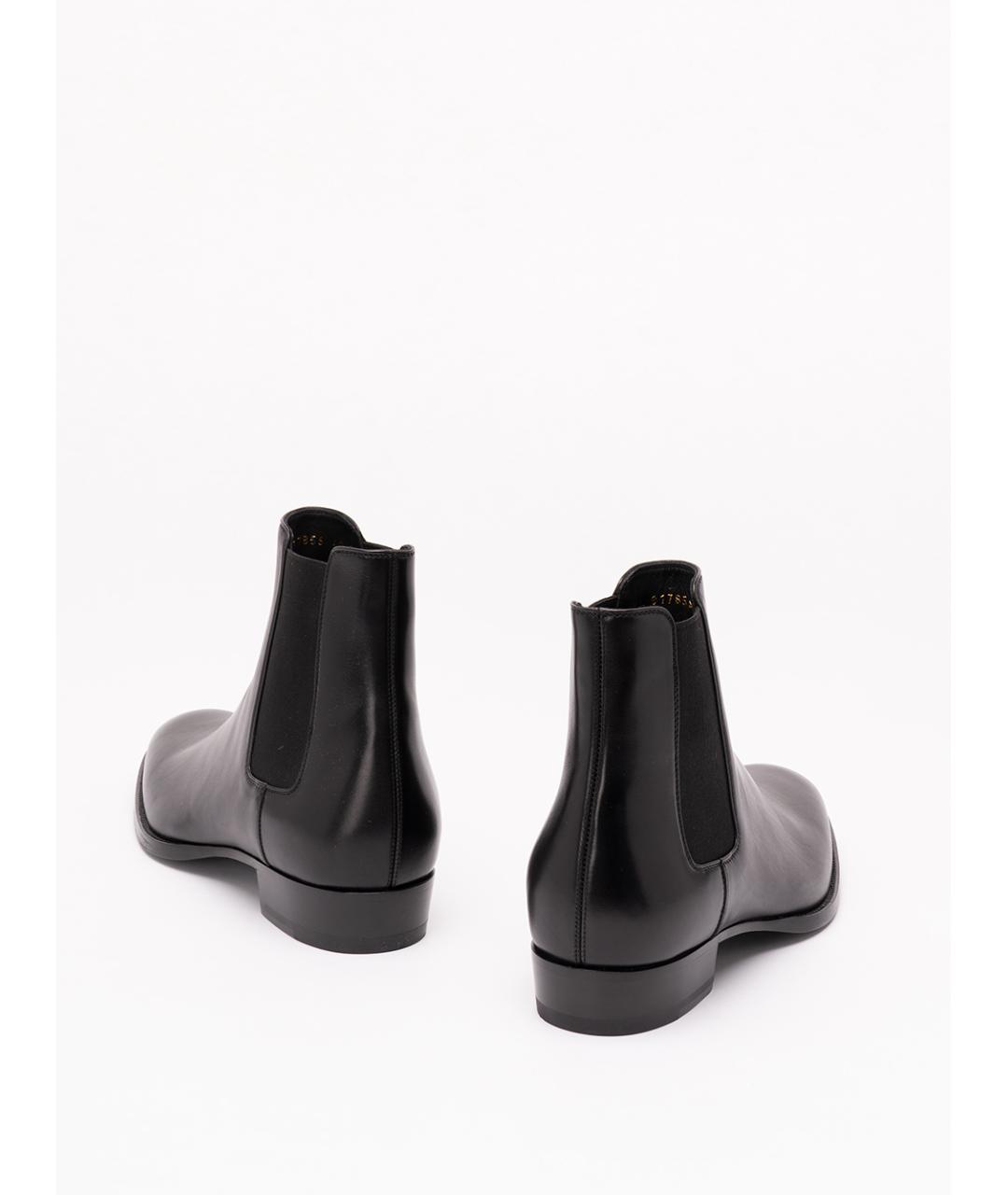 SAINT LAURENT Черные кожаные высокие ботинки, фото 3