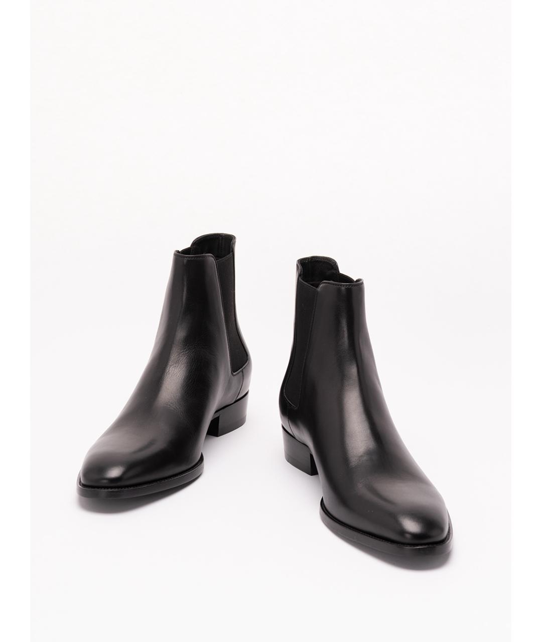 SAINT LAURENT Черные кожаные высокие ботинки, фото 2